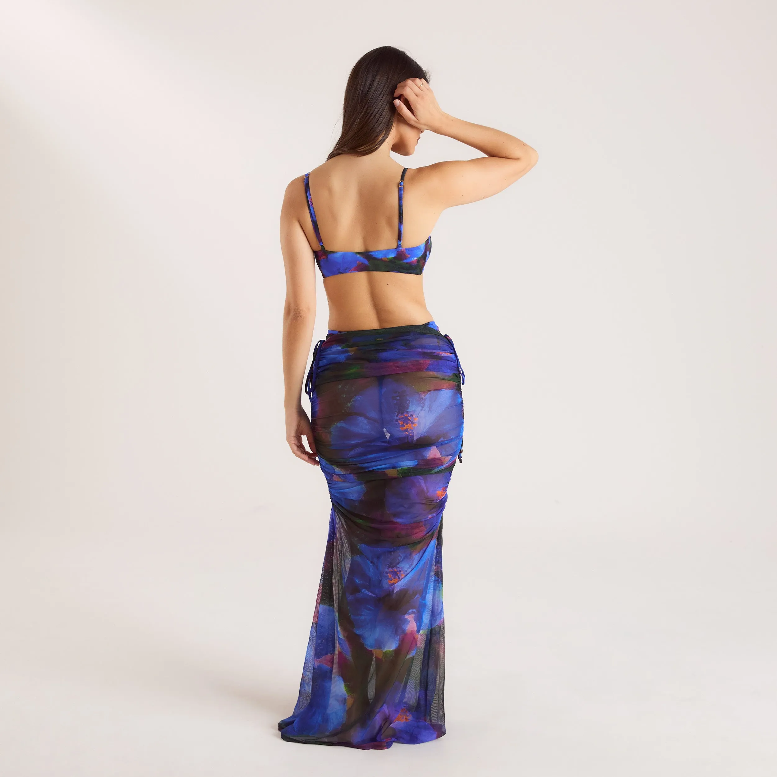 Midnight Tropics Printed Mesh Maxi Skirt - Midnight Blue sold by Lounge Underwear product image thumbnail 2