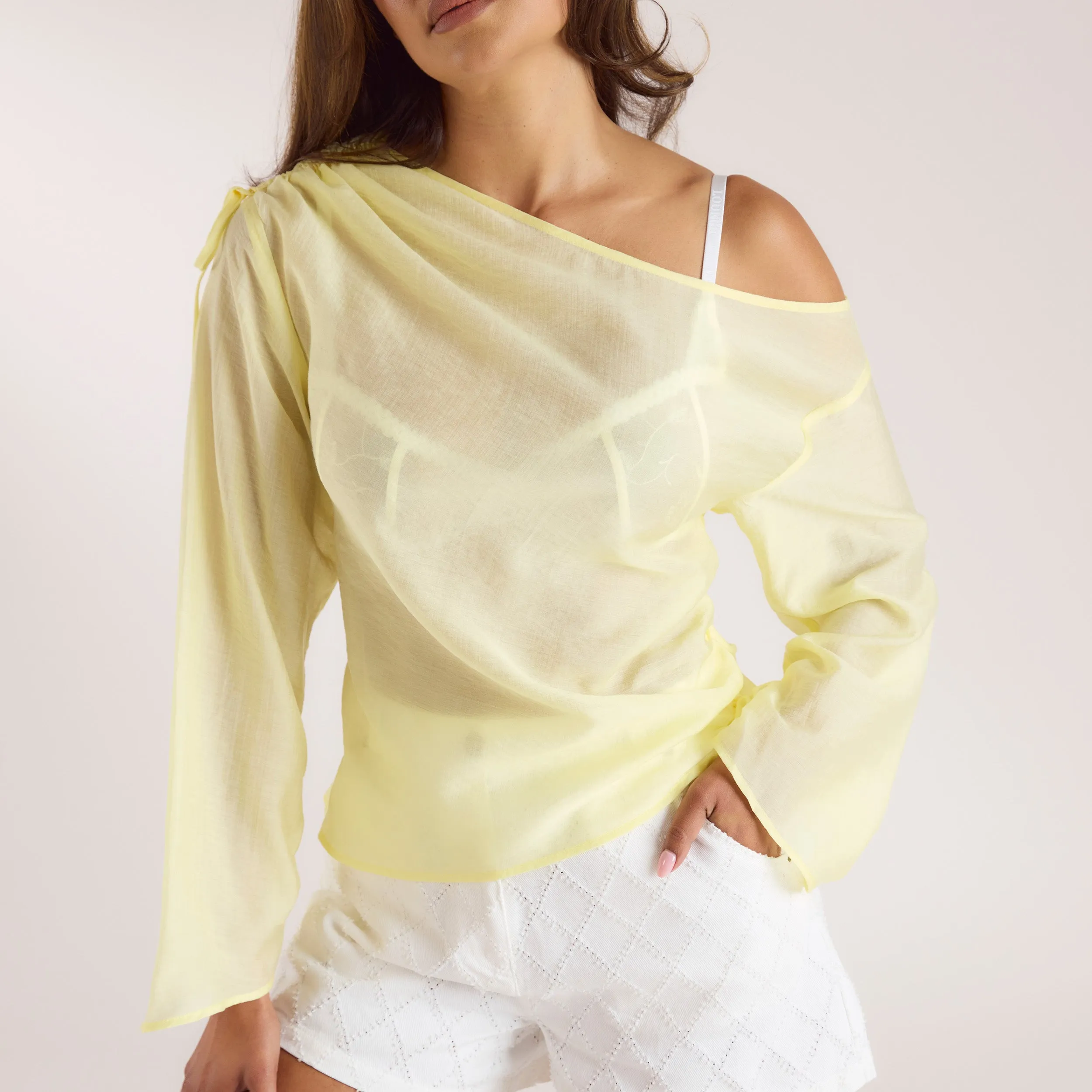 Asymmetric Chiffon Top - Buttermilk sold by Lounge Underwear product image thumbnail 4