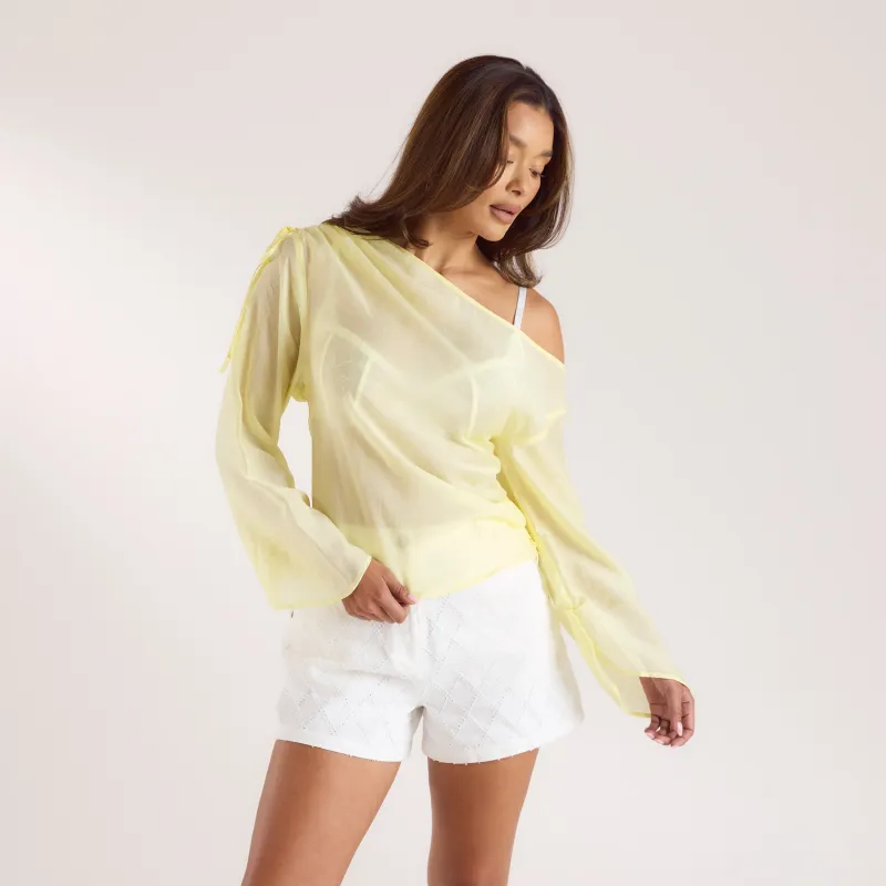 Asymmetric Chiffon Top - Buttermilk sold by Lounge Underwear
