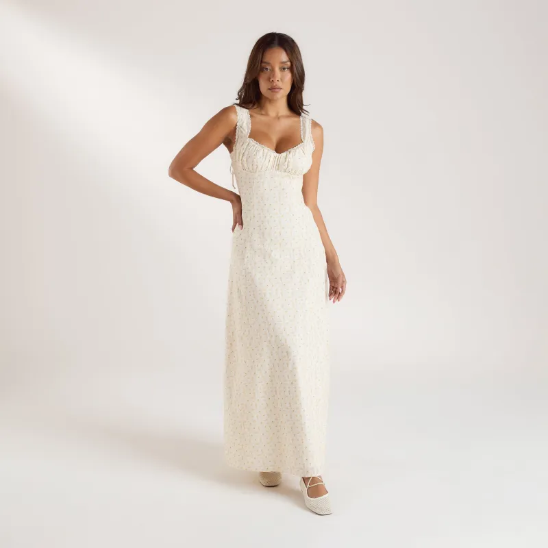 Corset Back Maxi Dress - Peach Floral sold by Lounge Underwear