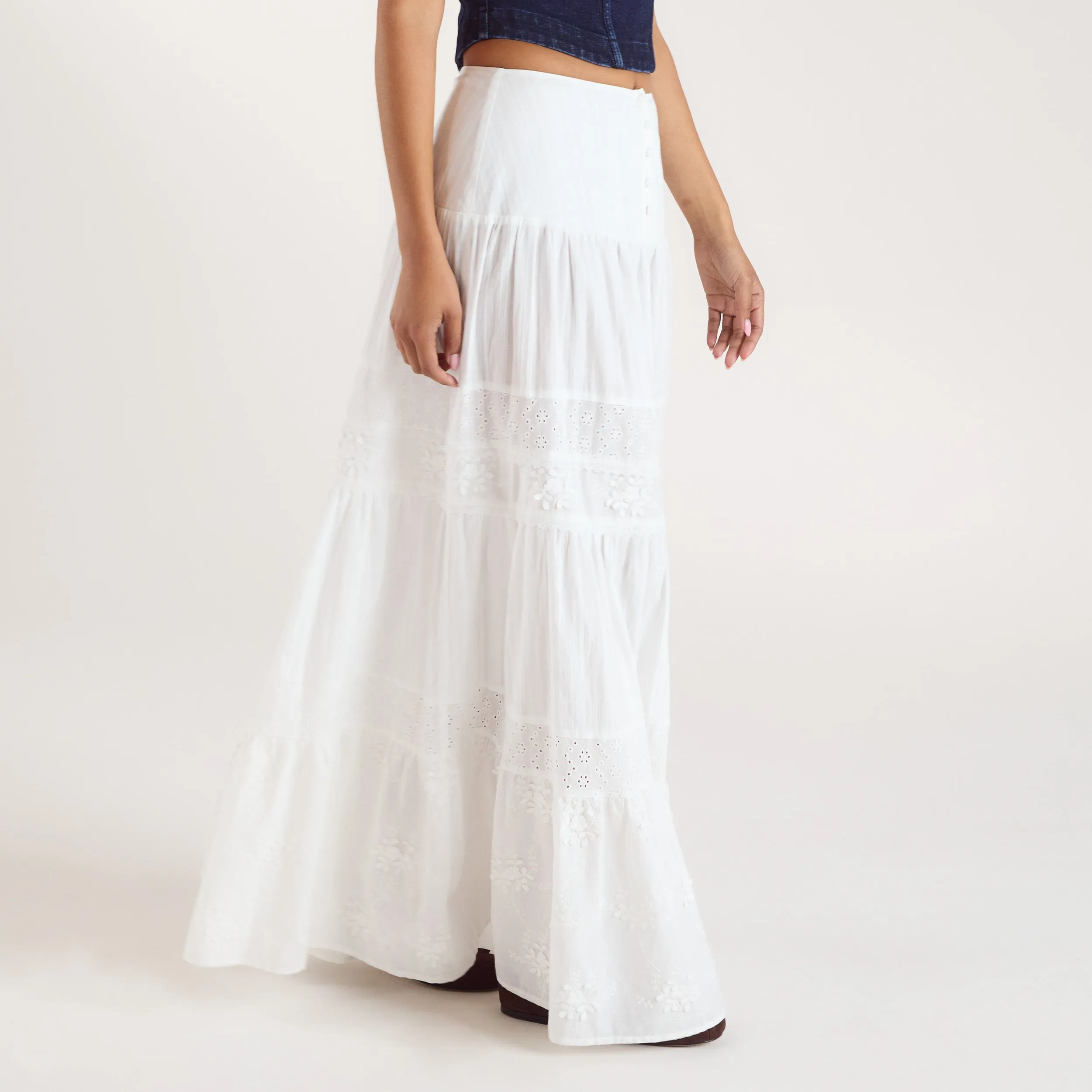 Tiered Maxi Skirt - White sold by Lounge Underwear product image thumbnail 4
