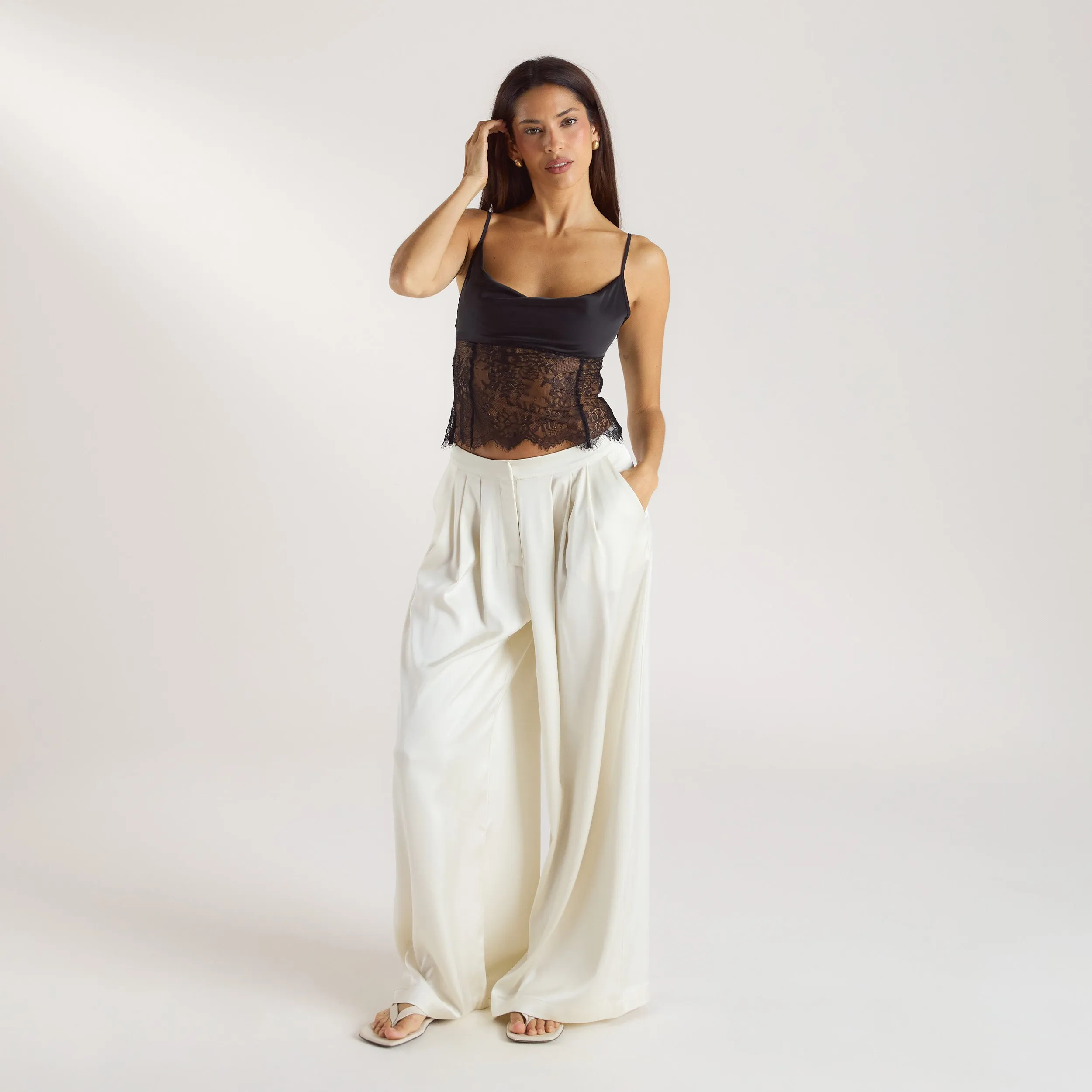 Mimi Satin Cowl Neck Top - Black sold by Lounge Underwear product image thumbnail 3