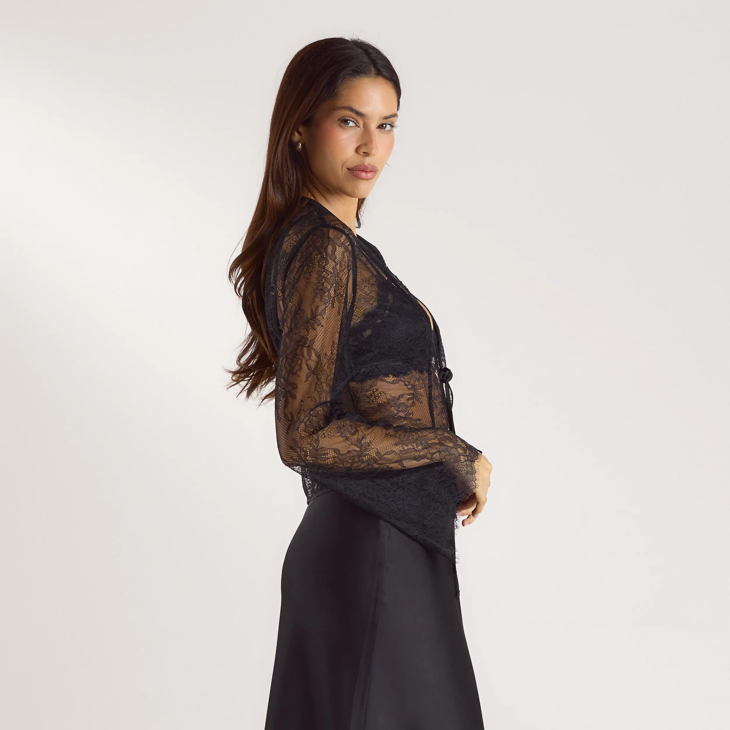 Mimi Lace Tie Top - Black sold by Lounge Underwear product image thumbnail 5