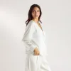 Mimi Long-Sleeved Satin Tie Shirt - Cream sold by Lounge Underwear