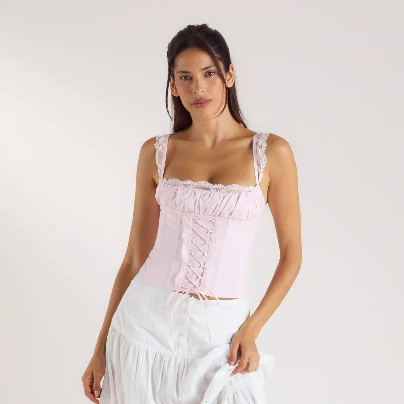 Belle Corset Top - Pink sold by Lounge Underwear