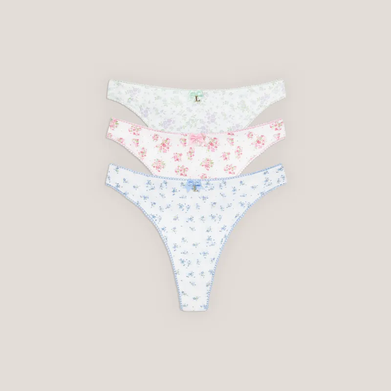 Bloom Thongs (3-Pack) - Floral Print sold by Lounge Underwear
