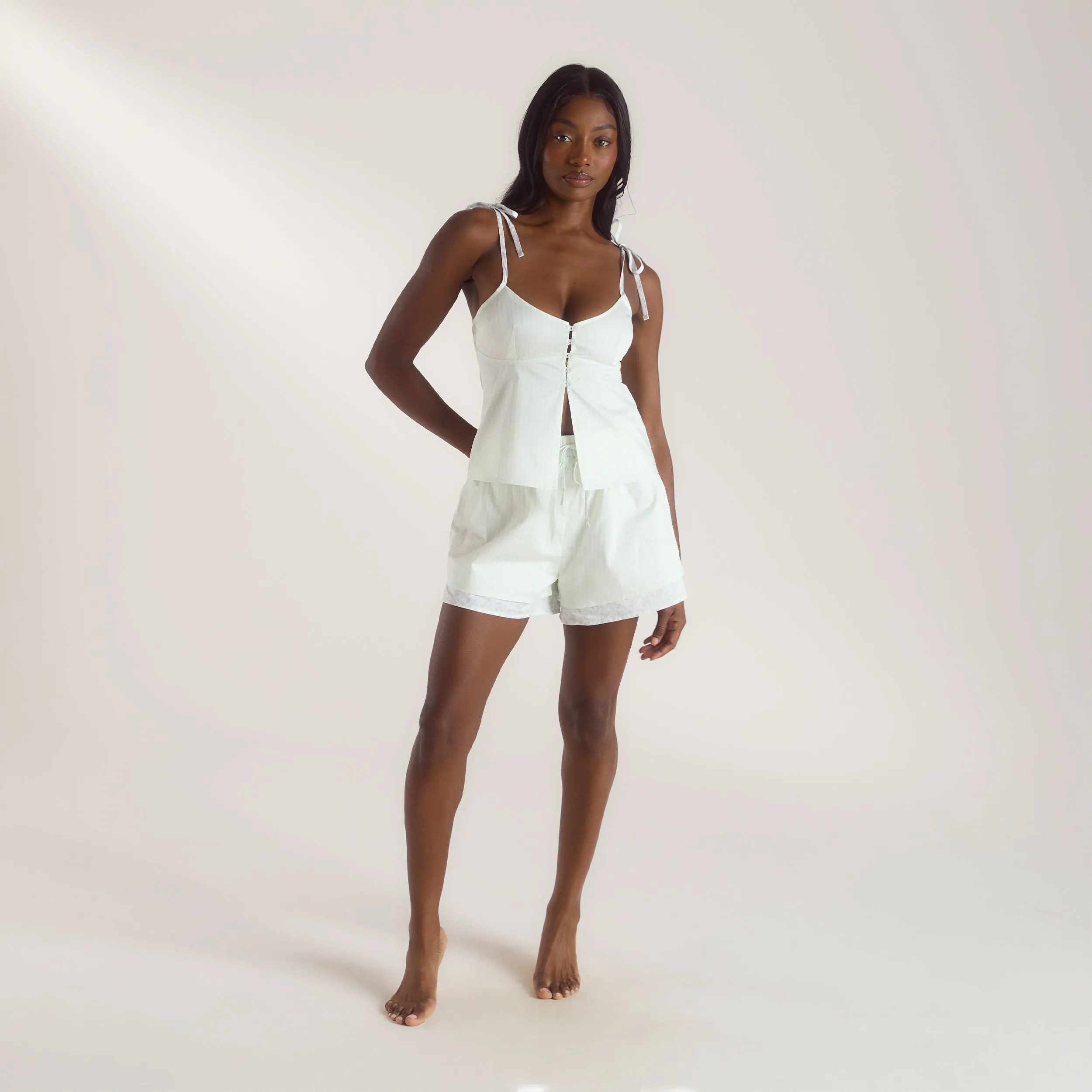 Bloom & Stripe Cami Pyjama Top - Sage sold by Lounge Underwear product image thumbnail 4