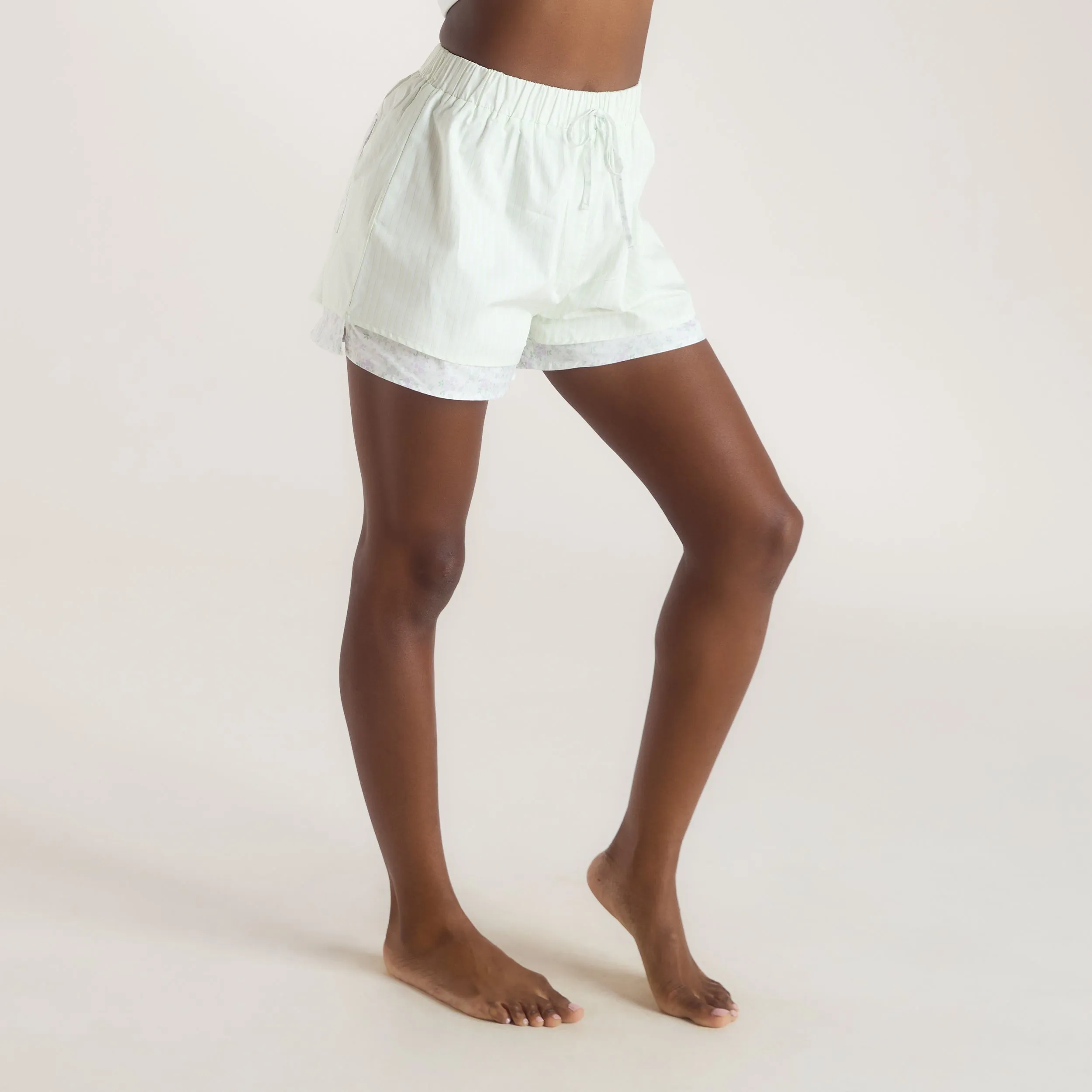 Bloom & Stripe Pyjama Shorts - Sage sold by Lounge Underwear product image thumbnail 4
