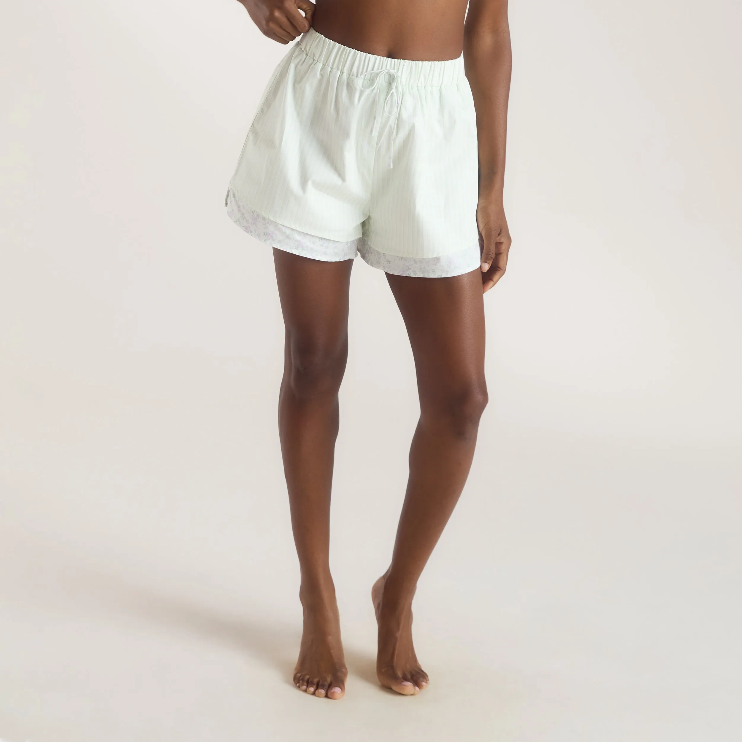 Bloom & Stripe Pyjama Shorts - Sage sold by Lounge Underwear