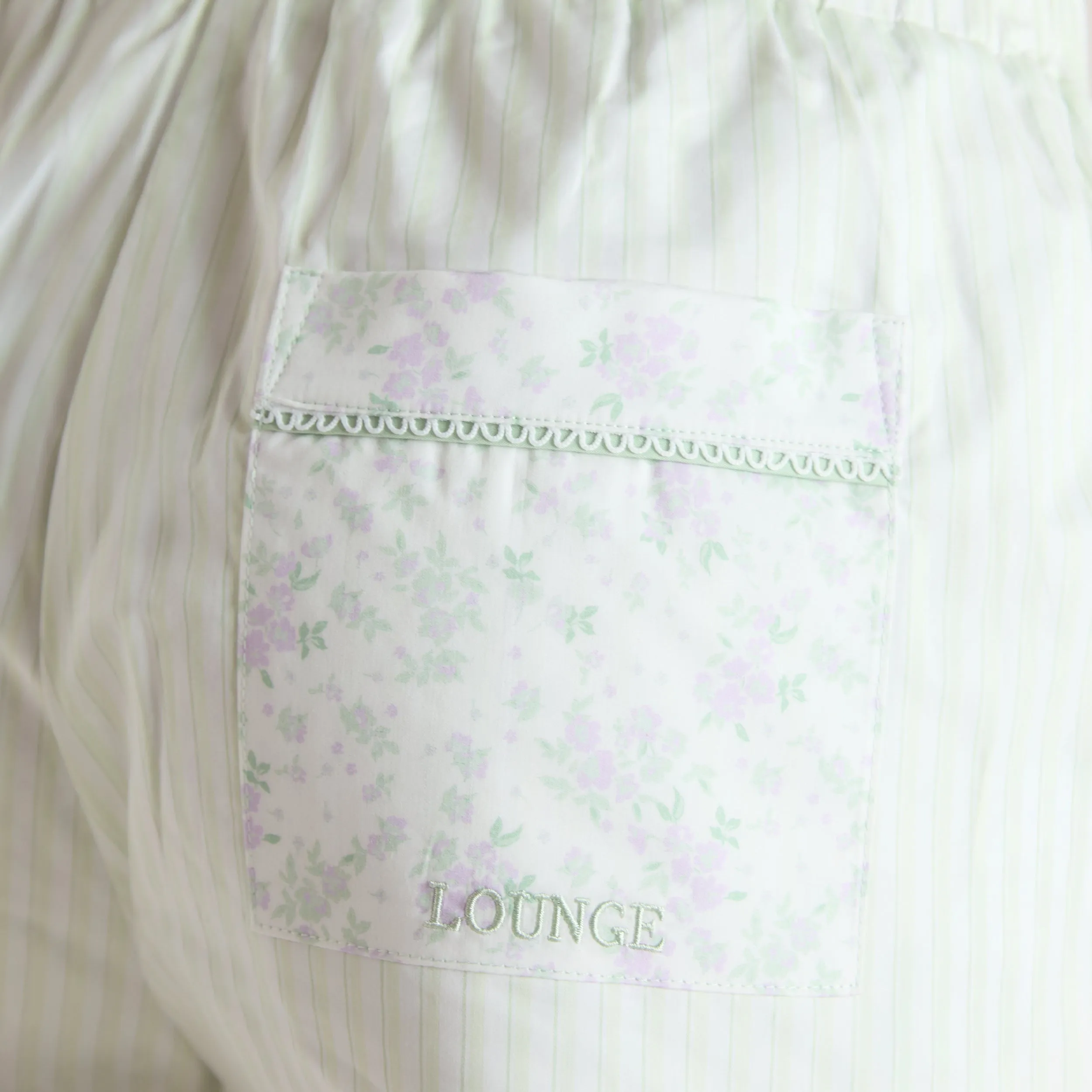 Bloom & Stripe Pyjama Shorts - Sage sold by Lounge Underwear product image thumbnail 3