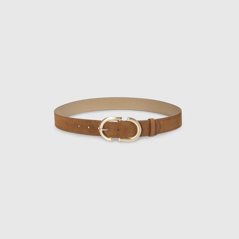 Curved Buckle Belt - Tan sold by Lounge Underwear