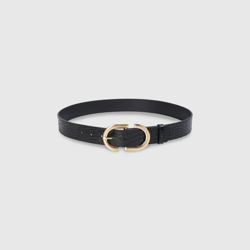Curved Buckle Belt - Black sold by Lounge Underwear