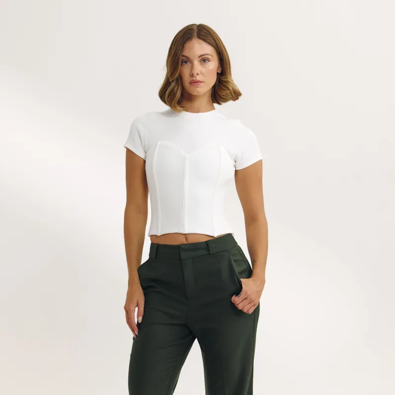 Corset T-Shirt - Off White sold by Lounge Underwear