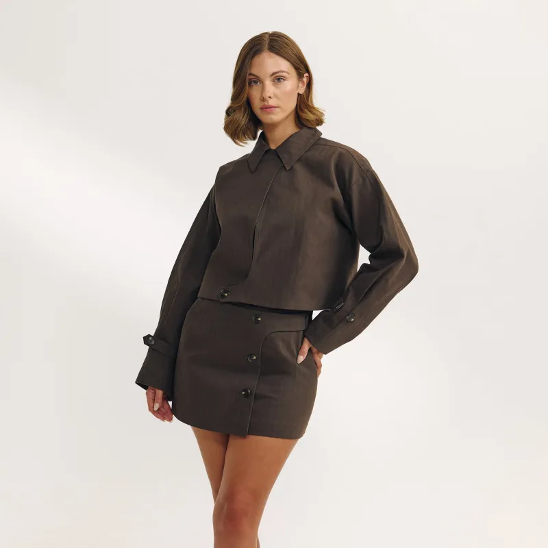 Button Detail Jacket - Dark Brown sold by Lounge Underwear