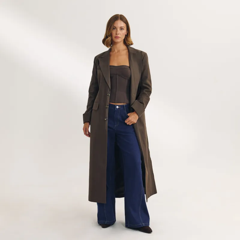 Oversized Longline Blazer - Dark Brown made by Lounge Underwear