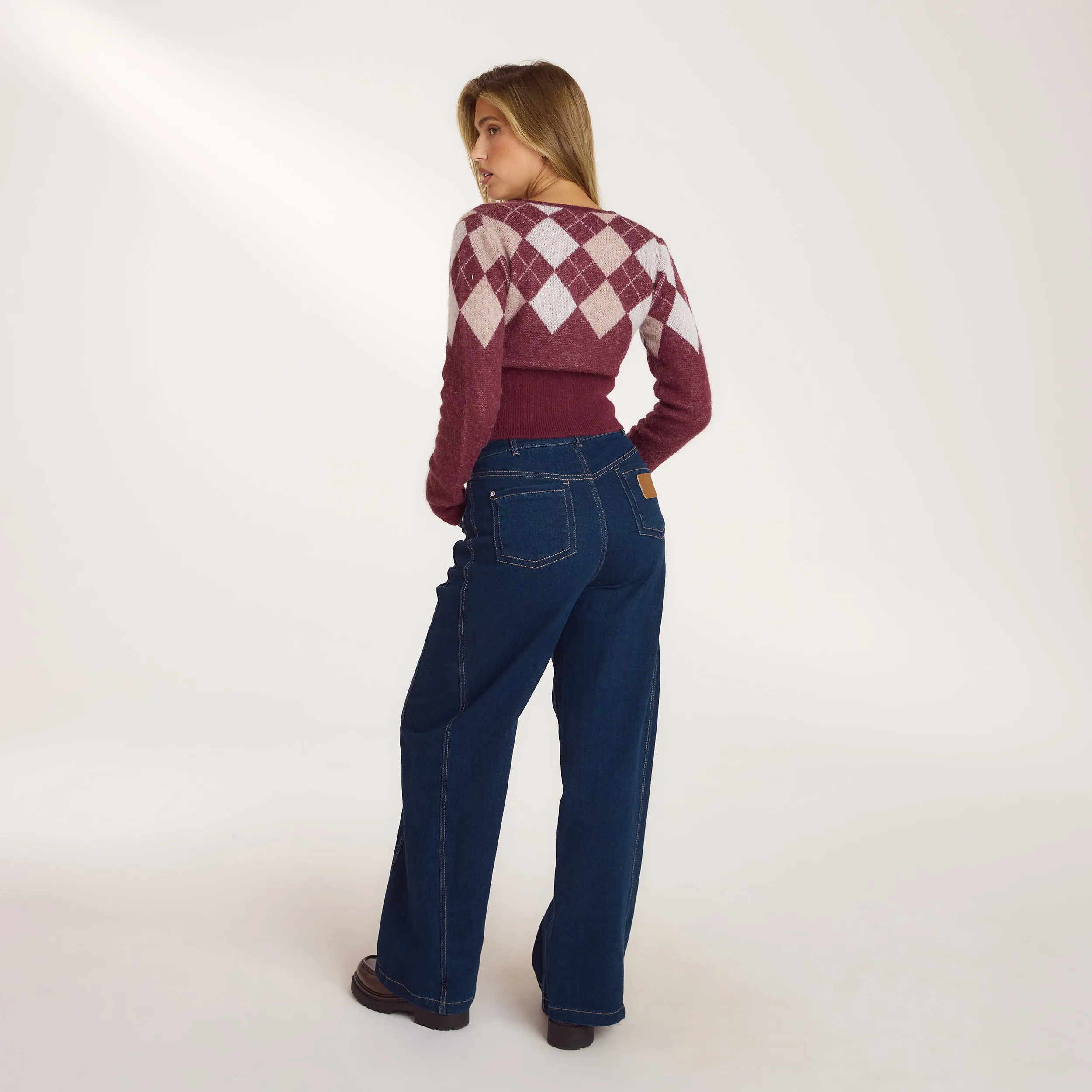 Argyle Wool Blend Cardigan - Cherry Lacquer sold by Lounge Underwear product image thumbnail 5