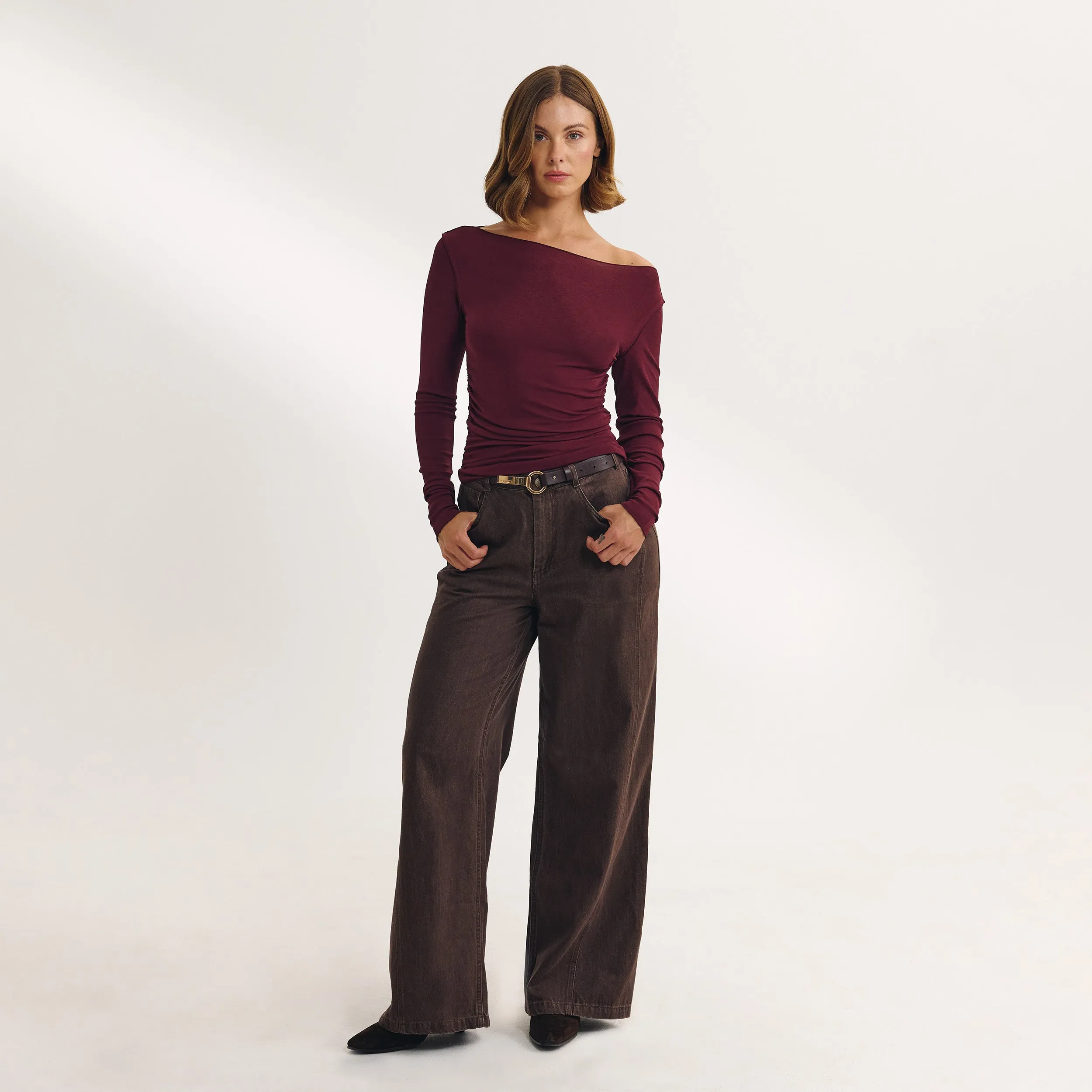 Slash Neck Top - Cherry Lacquer sold by Lounge Underwear