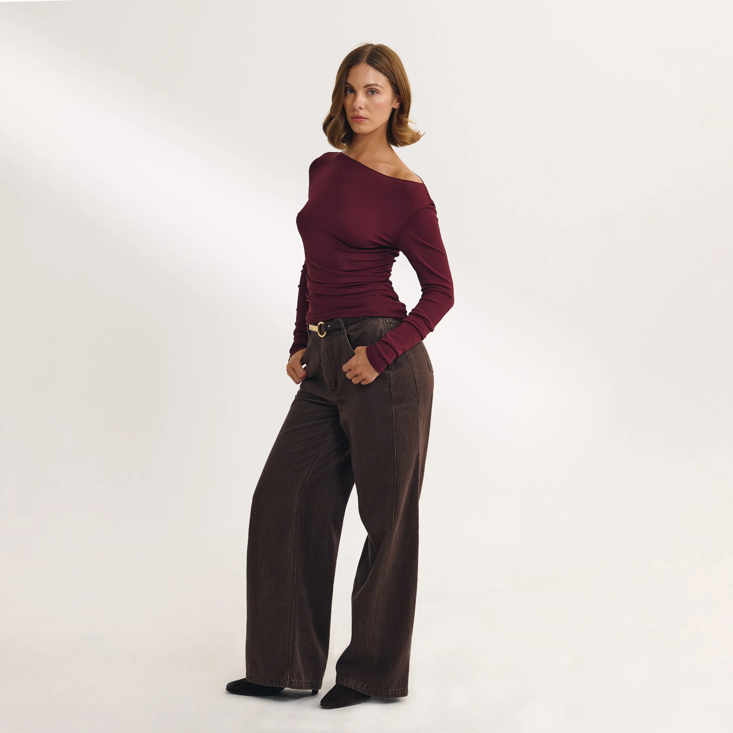 Slash Neck Top - Cherry Lacquer sold by Lounge Underwear product image thumbnail 2