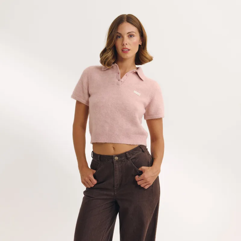 Knitted Polo Top - Pink sold by Lounge Underwear