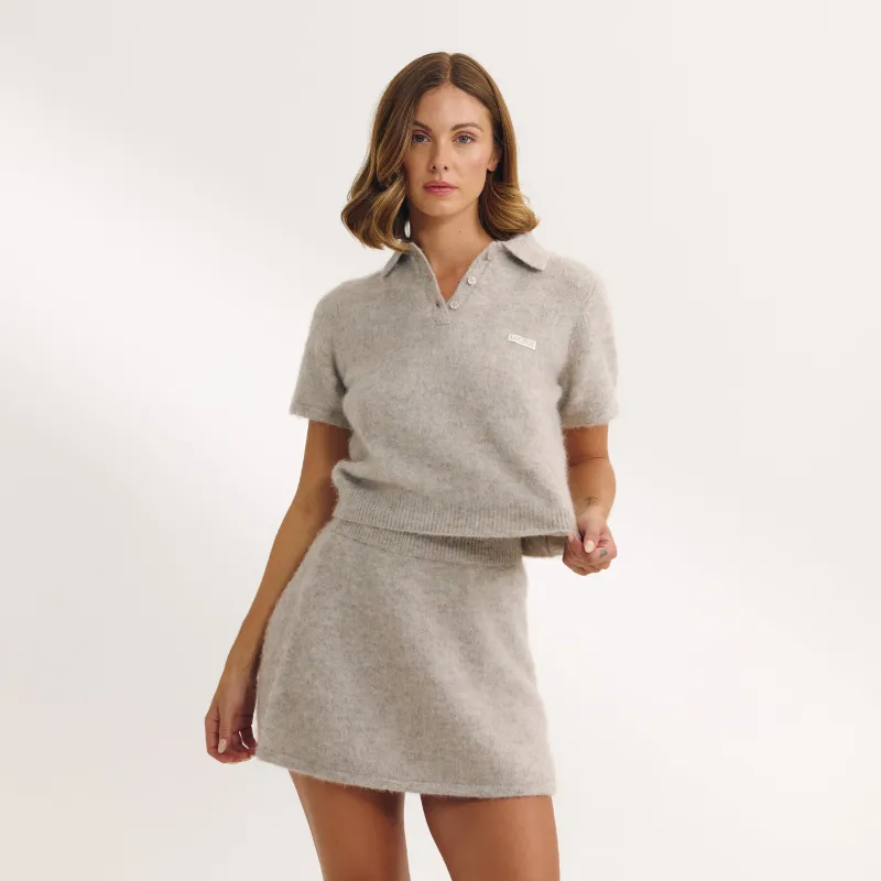 Knitted Polo Top - Mink sold by Lounge Underwear