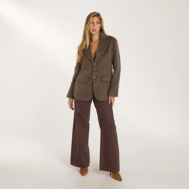 Oversized Wool Blend Blazer - Mink sold by Lounge Underwear