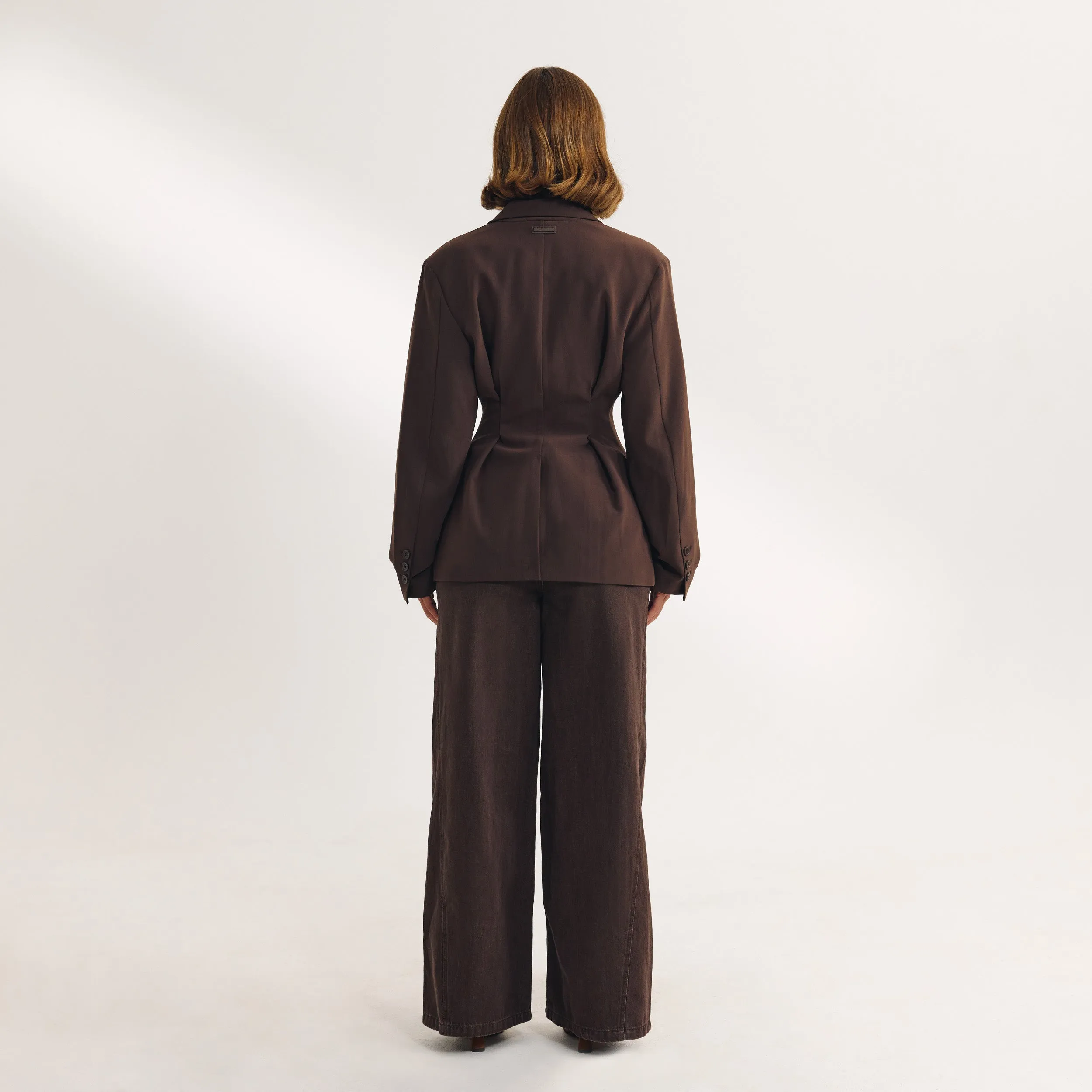 Draped Sleeve Blazer - Chocolate sold by Lounge Underwear product image thumbnail 3