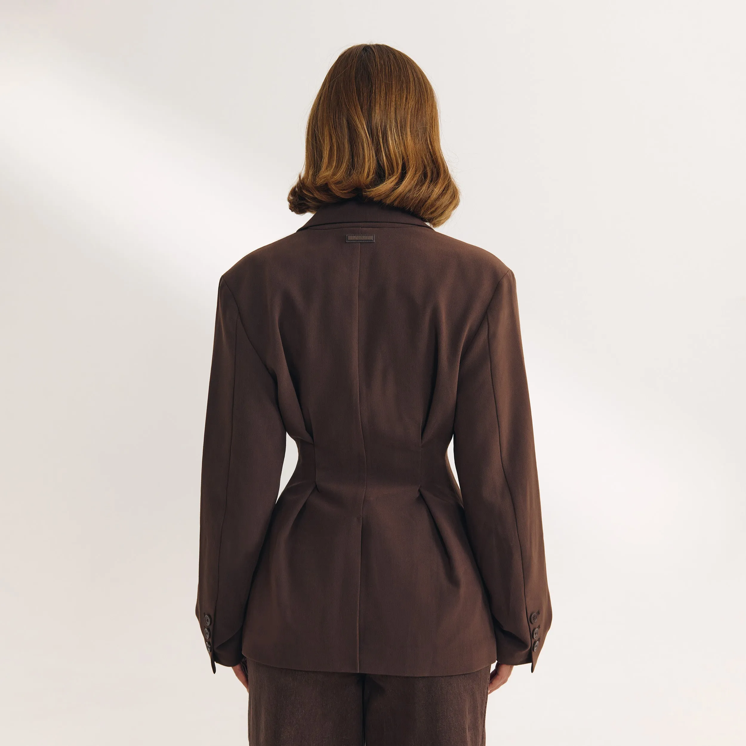 Draped Sleeve Blazer - Chocolate sold by Lounge Underwear product image thumbnail 5