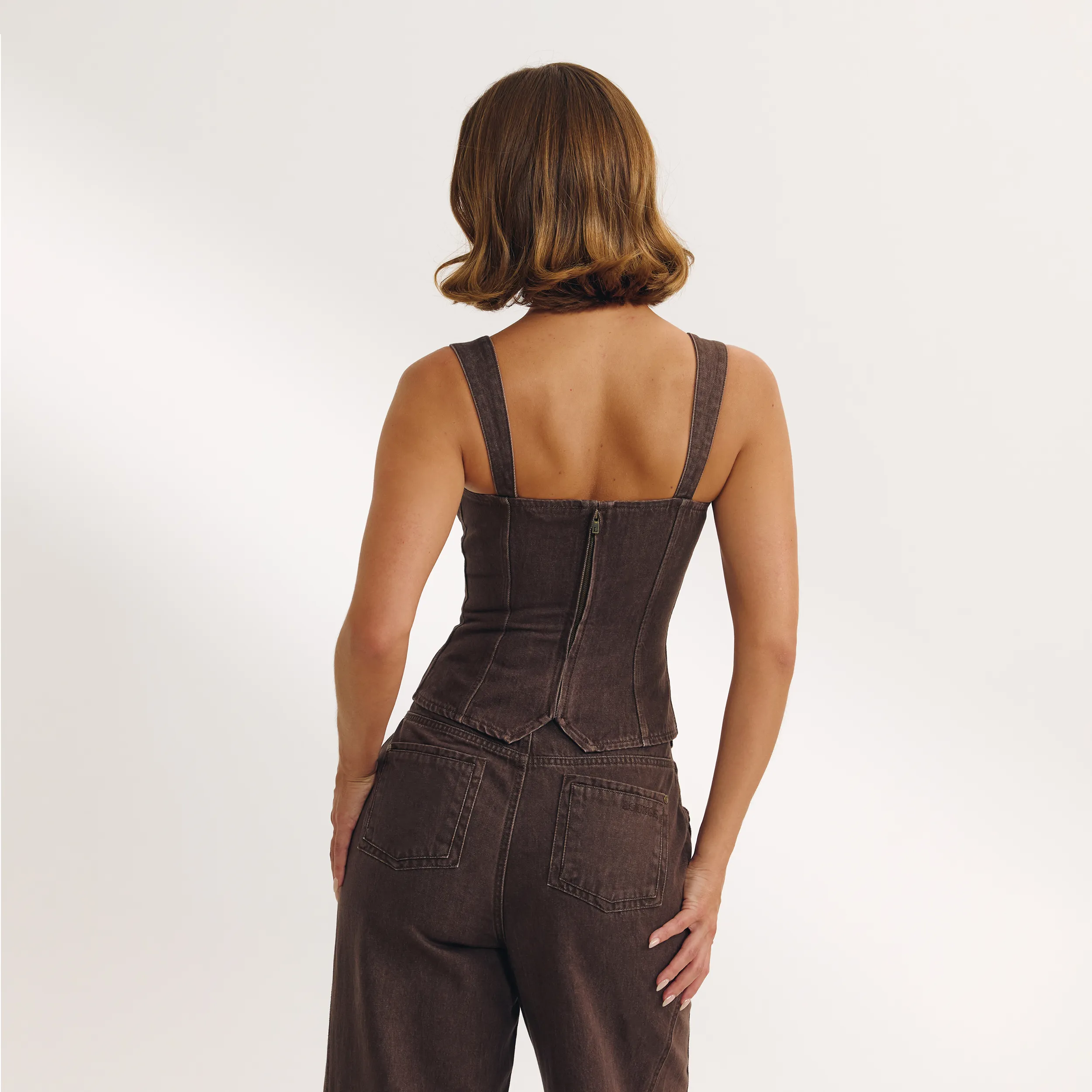 Denim Corset Top - Espresso sold by Lounge Underwear product image thumbnail 3