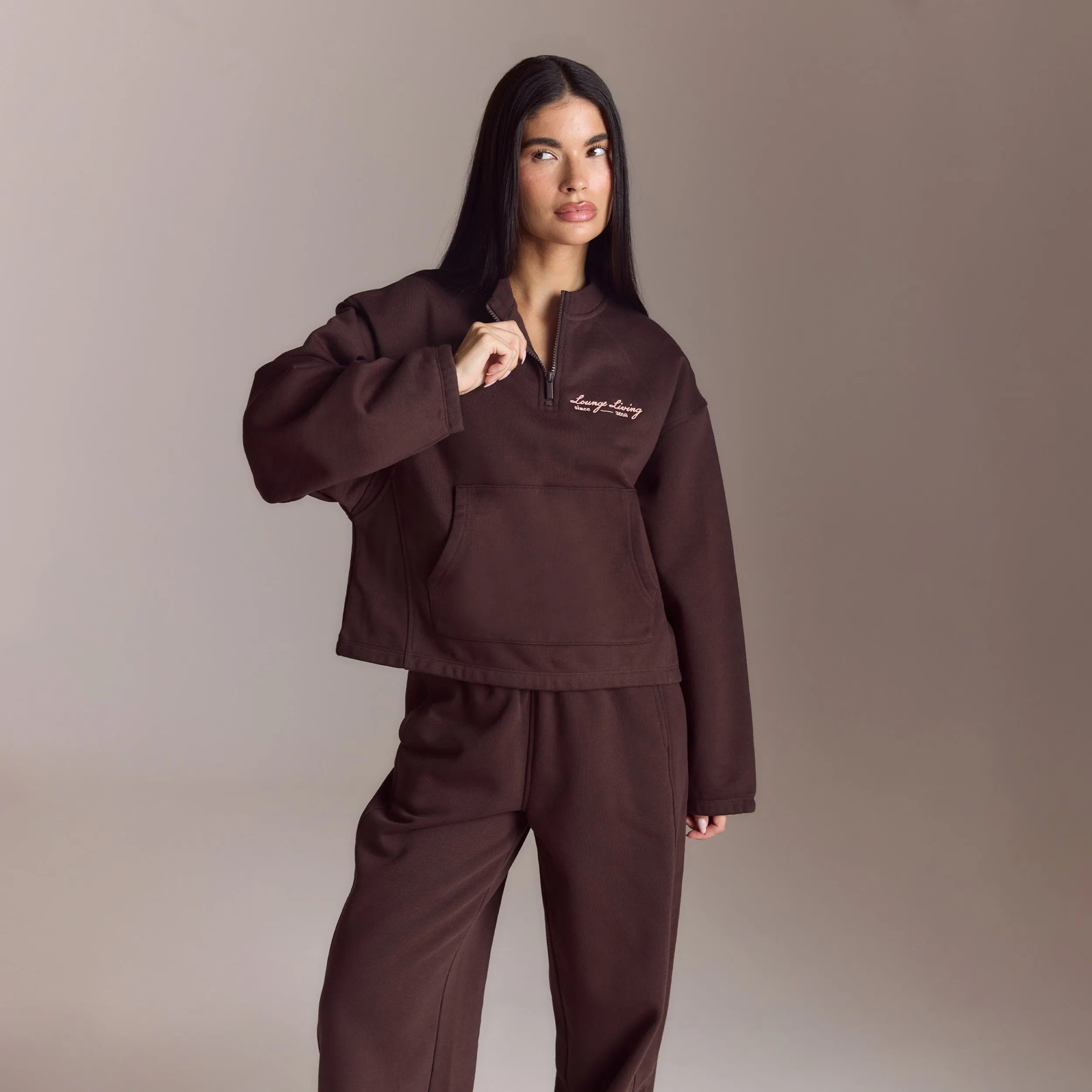 Lounge Living Quarter-Zip Jumper - Chocolate sold by Lounge Underwear product image thumbnail 5
