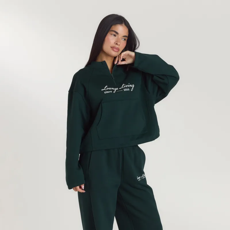 Lounge Living Quarter-Zip Jumper - Forest Green sold by Lounge Underwear