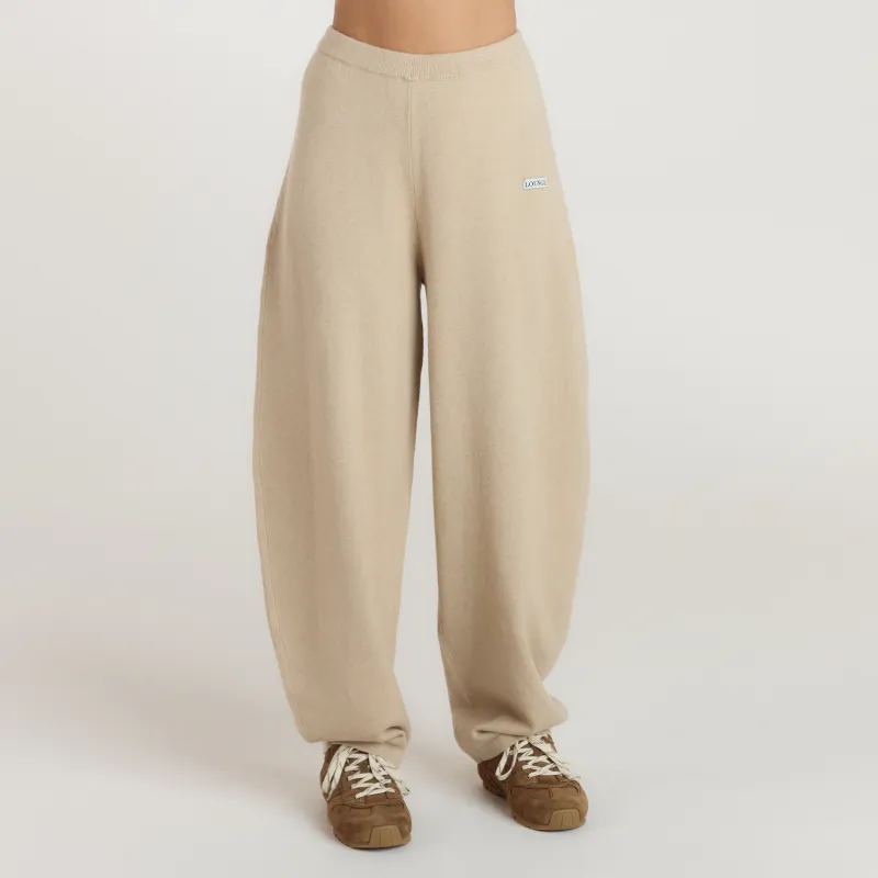 Barrel Leg Knitted Joggers - Oatmeal Marl sold by Lounge Underwear