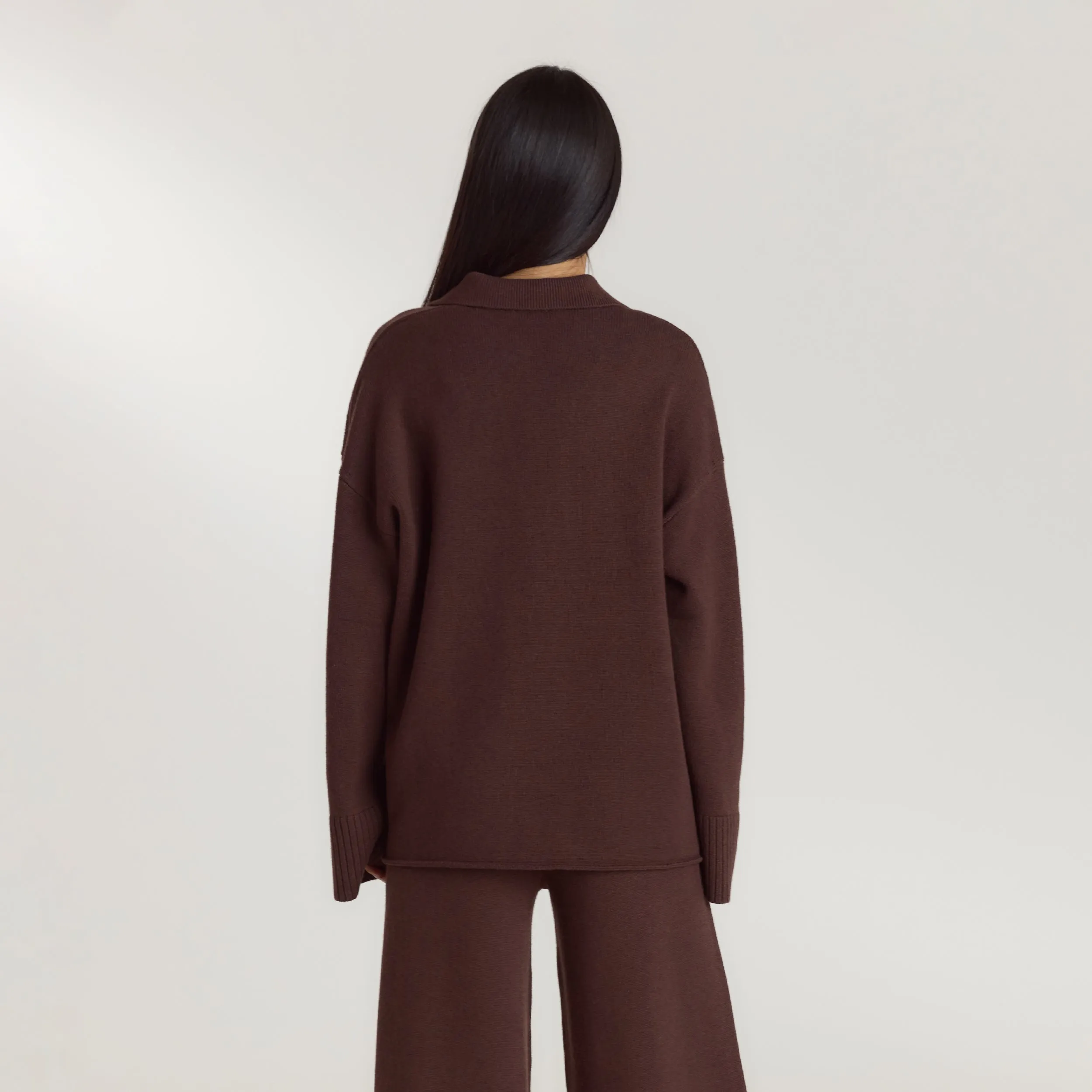 Half Placket Knitted Jumper - Chocolate sold by Lounge Underwear product image thumbnail 2