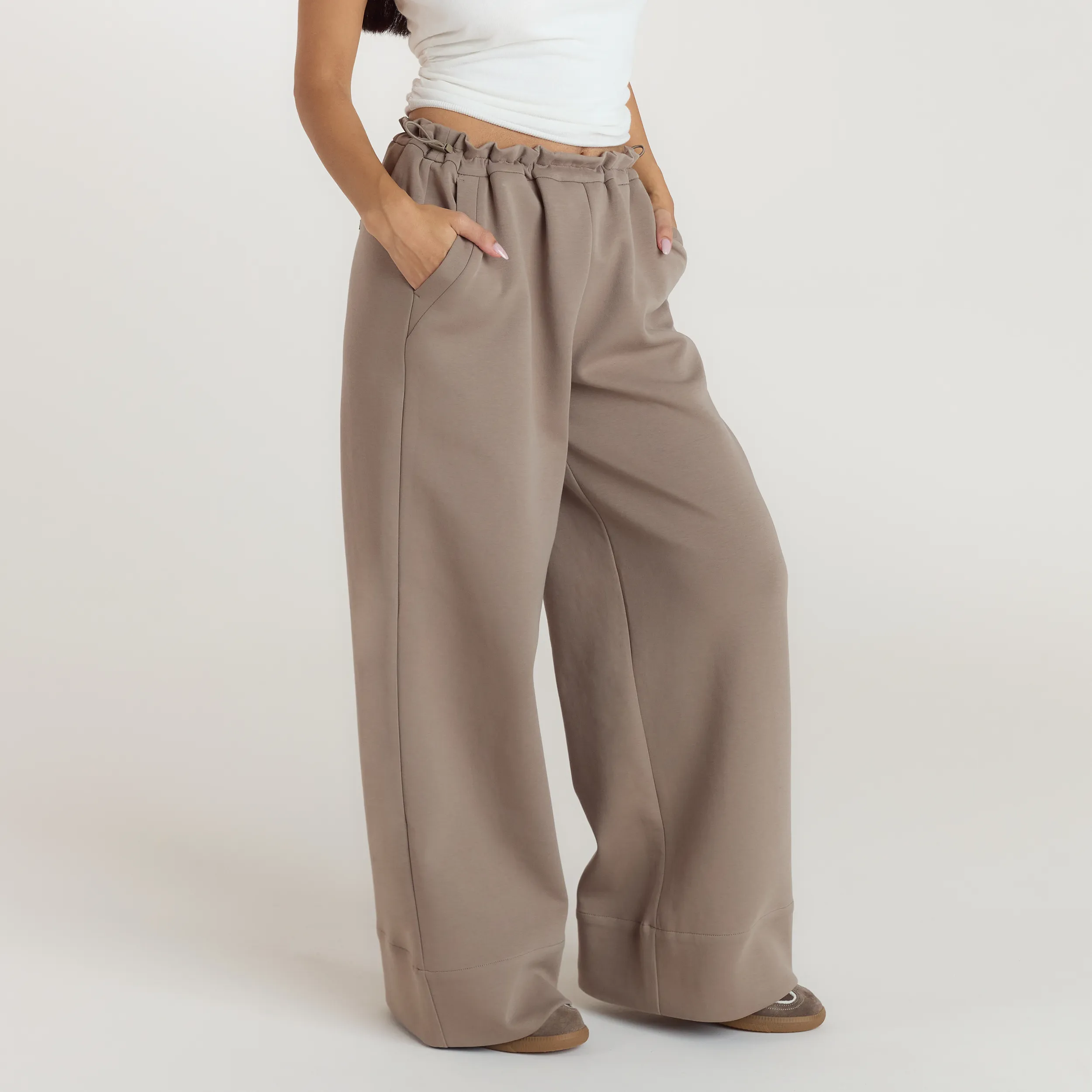 Neoprene Wide-Leg Joggers - Taupe sold by Lounge Underwear product image thumbnail 5