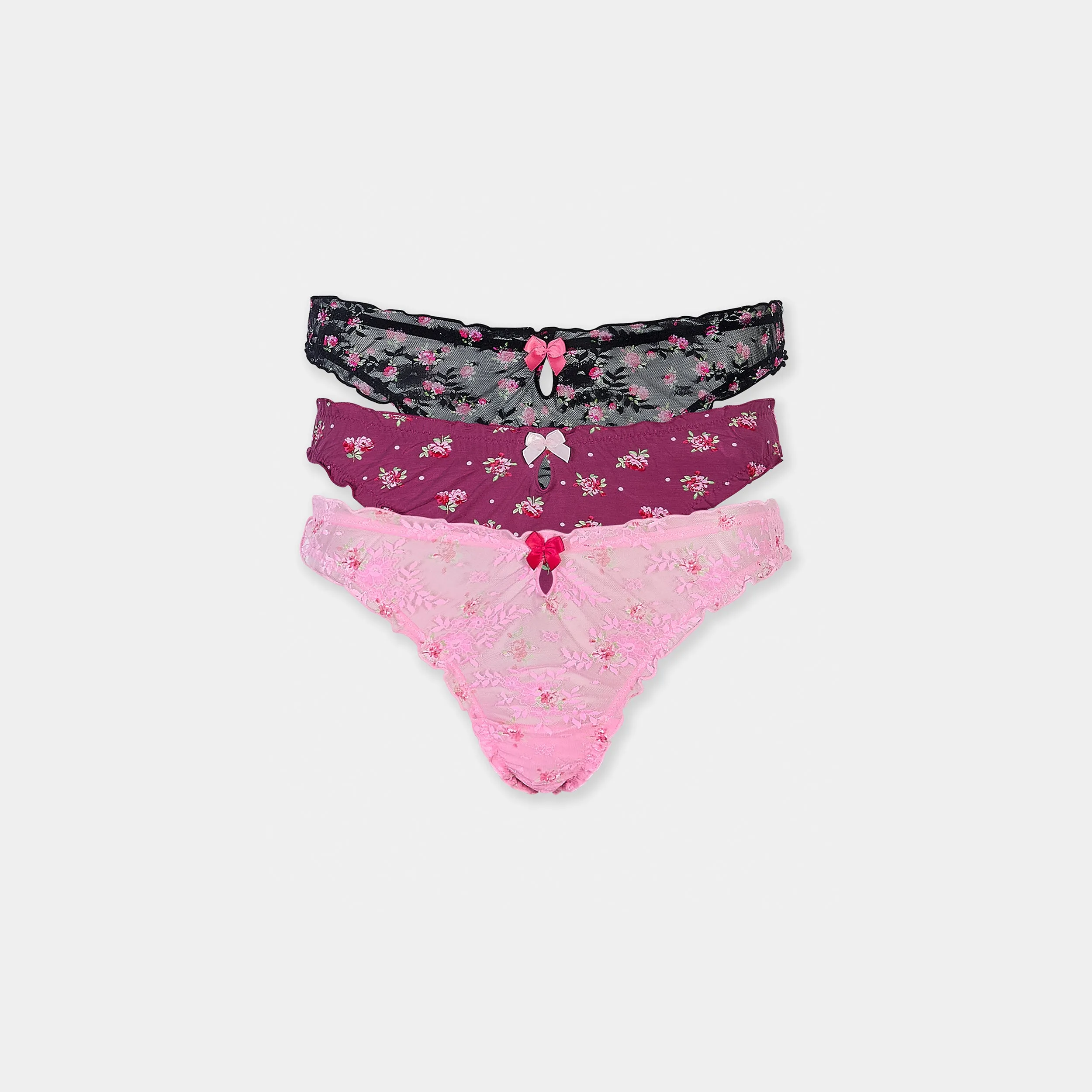 Printed Thongs (3-Pack) - Pink Print sold by Lounge Underwear