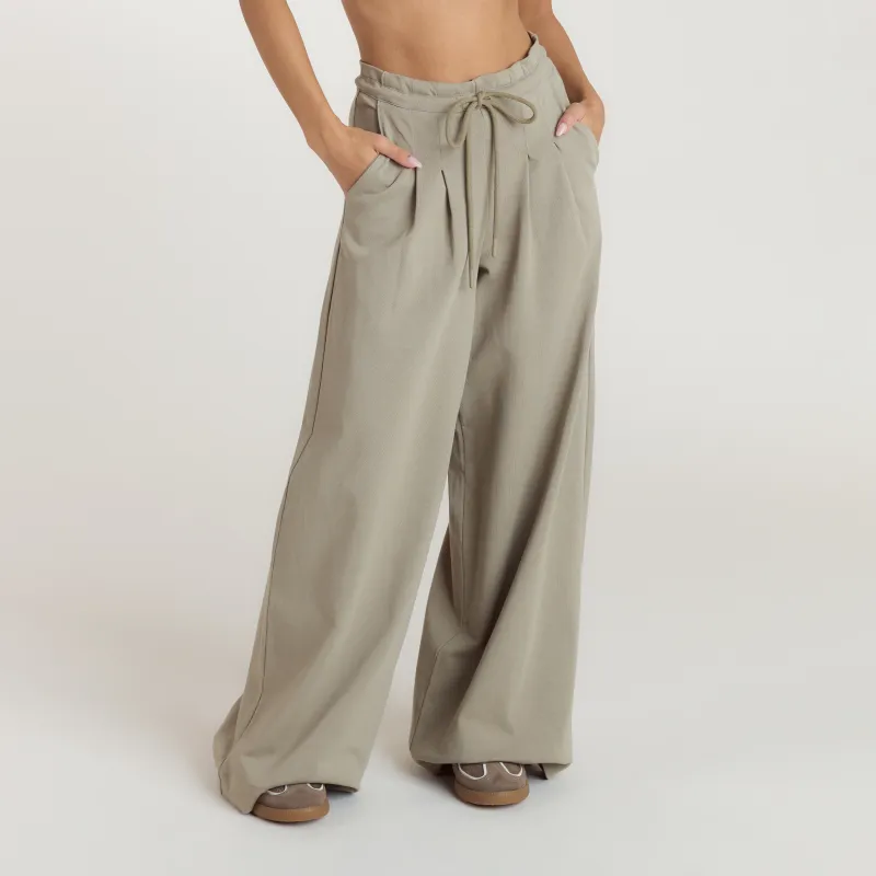 Pleated Wide-Leg Trousers - Thyme sold by Lounge Underwear