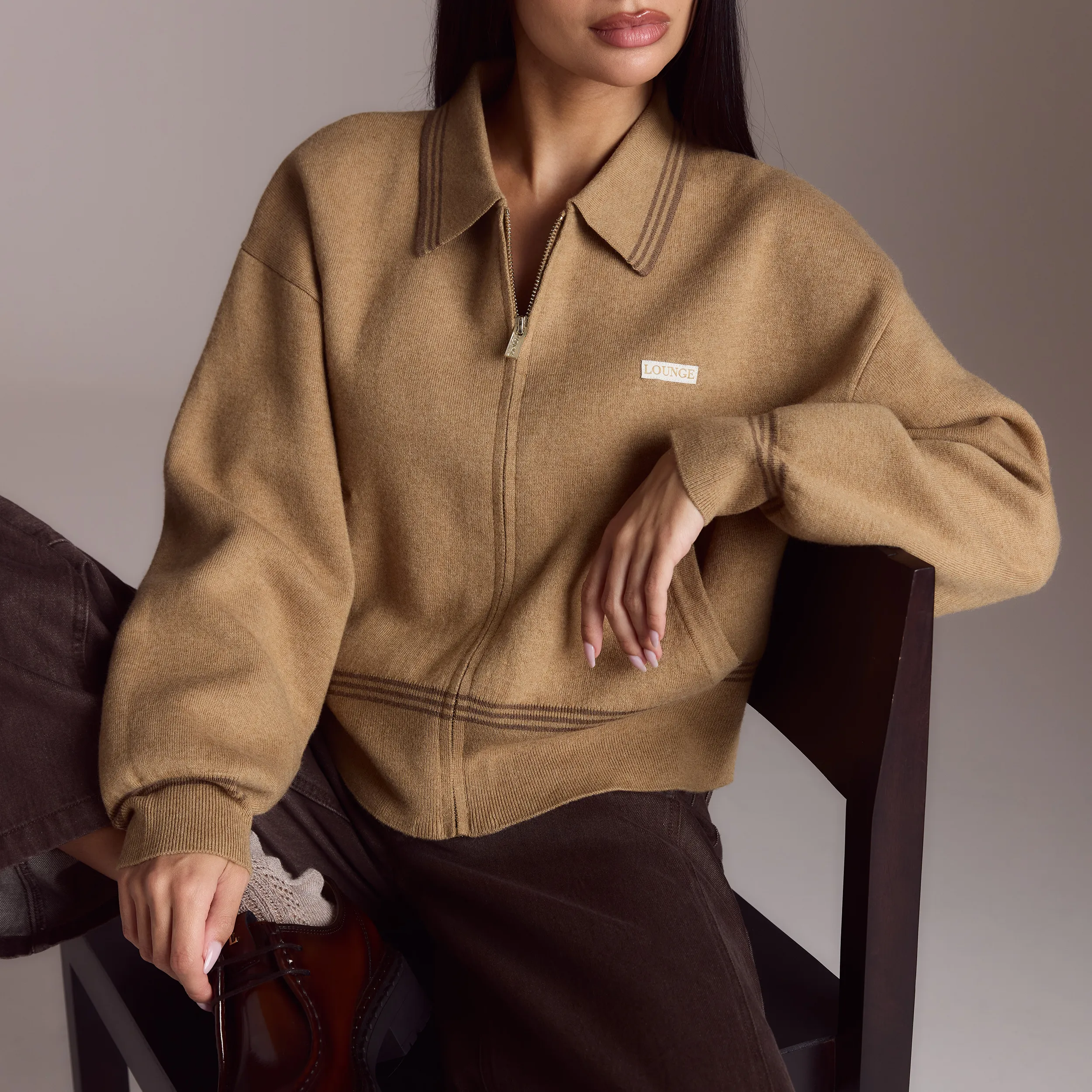 Knitted Jacket - Tan sold by Lounge Underwear