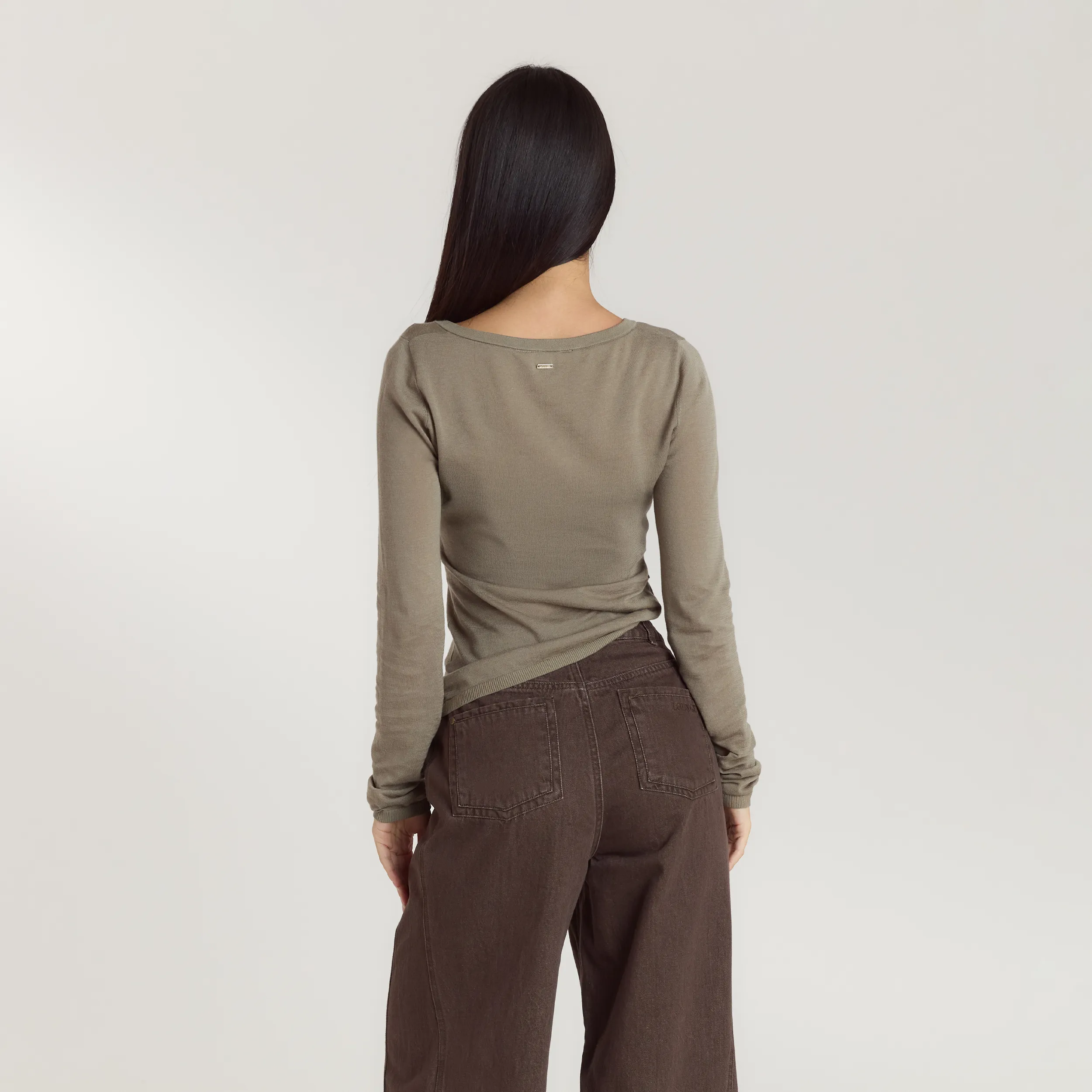Asymmetric Fine Knit Top - Thyme sold by Lounge Underwear product image thumbnail 2