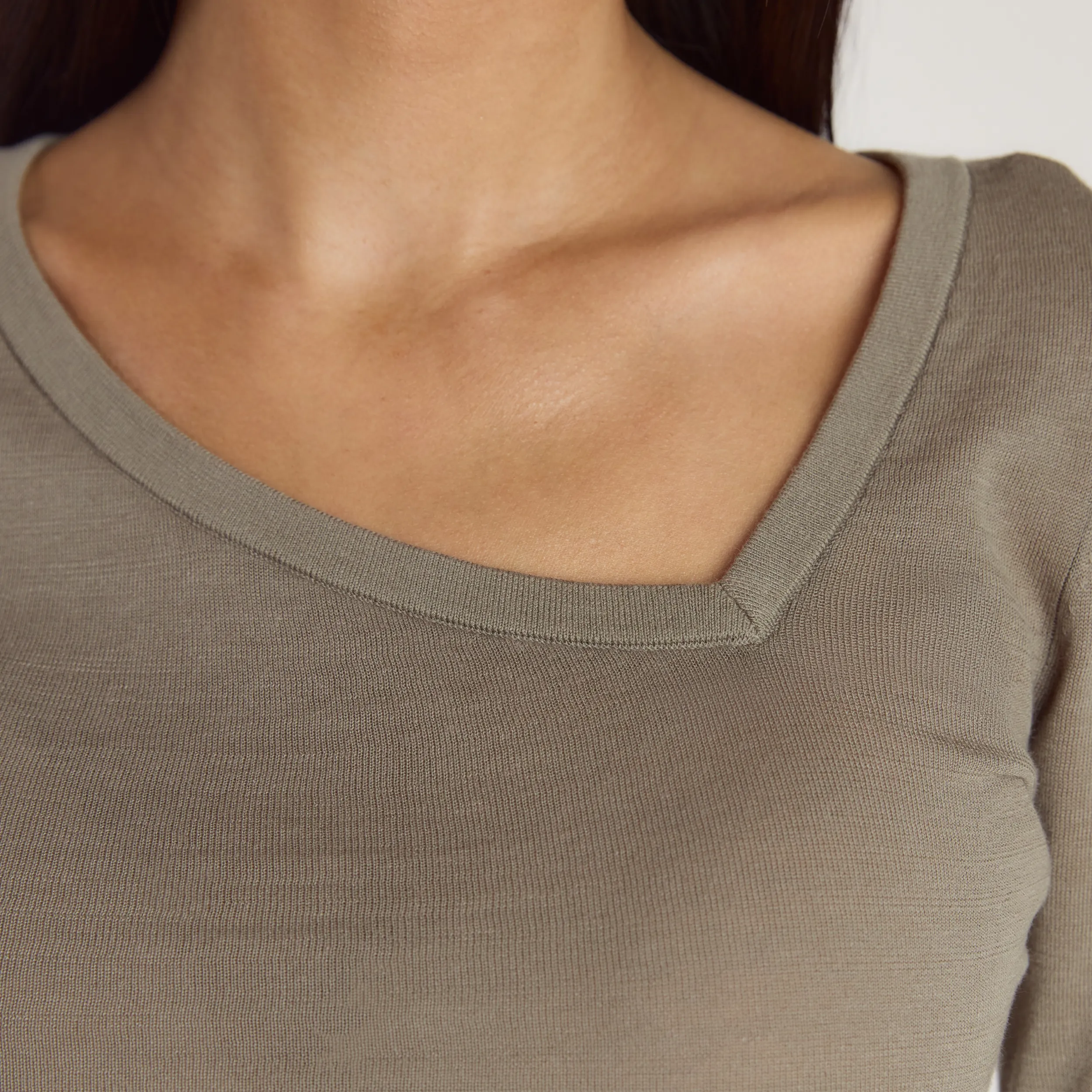 Asymmetric Fine Knit Top - Thyme sold by Lounge Underwear product image thumbnail 4