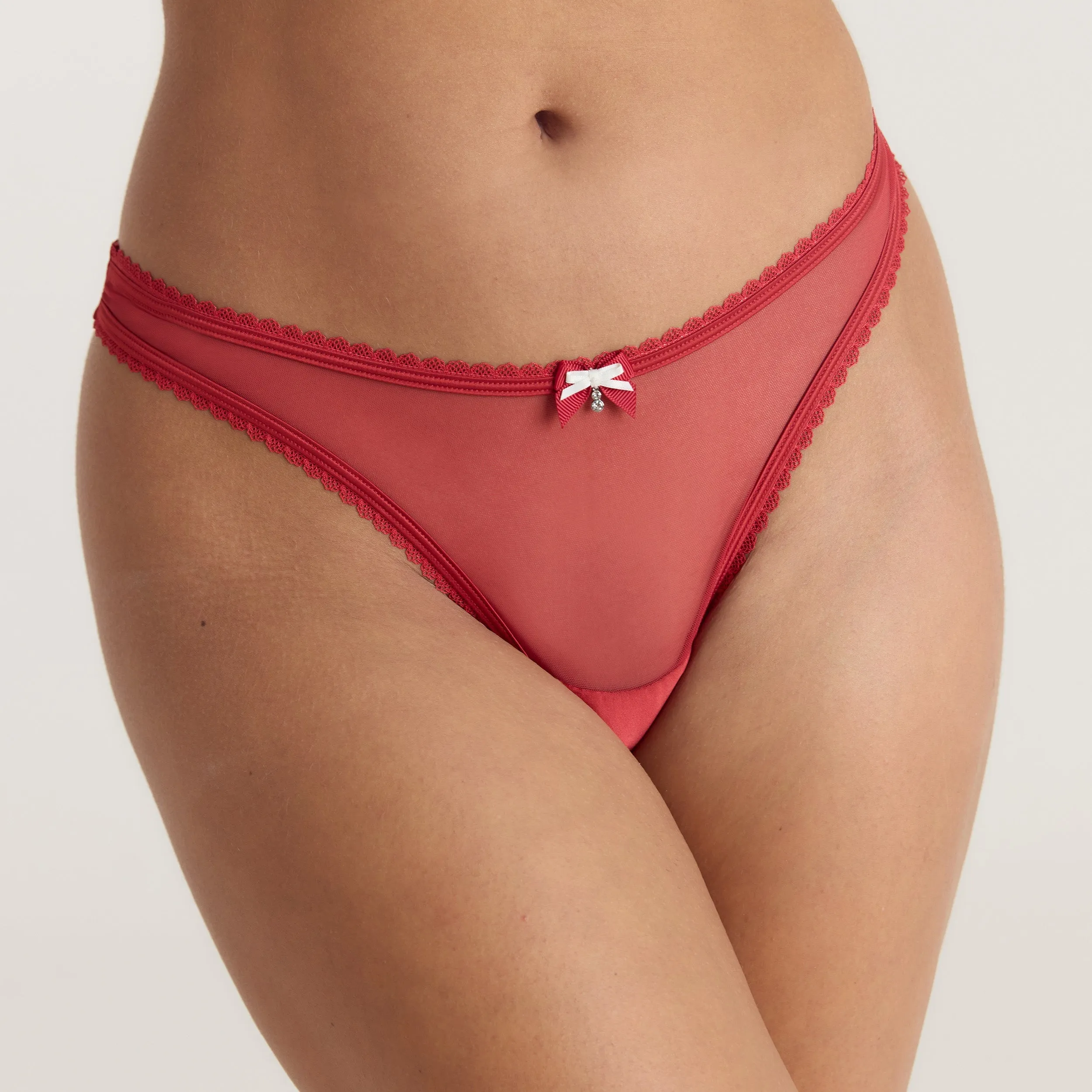 Satin Bow G-String - Red sold by Lounge Underwear product image thumbnail 4