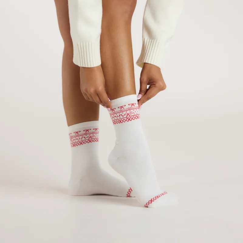 Fairisle Socks - Cream/Red sold by Lounge Underwear