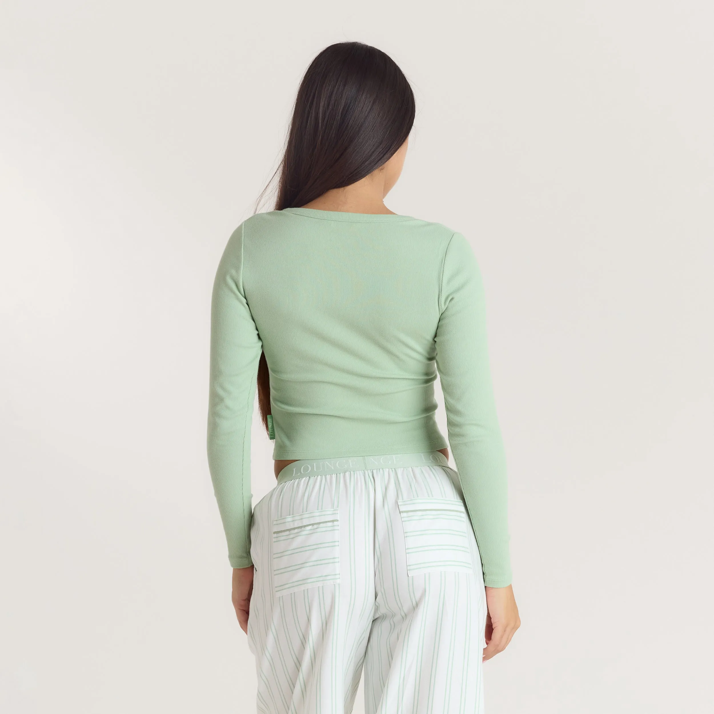 Mistletoe Henley Pyjama Top - Sage sold by Lounge Underwear product image thumbnail 2
