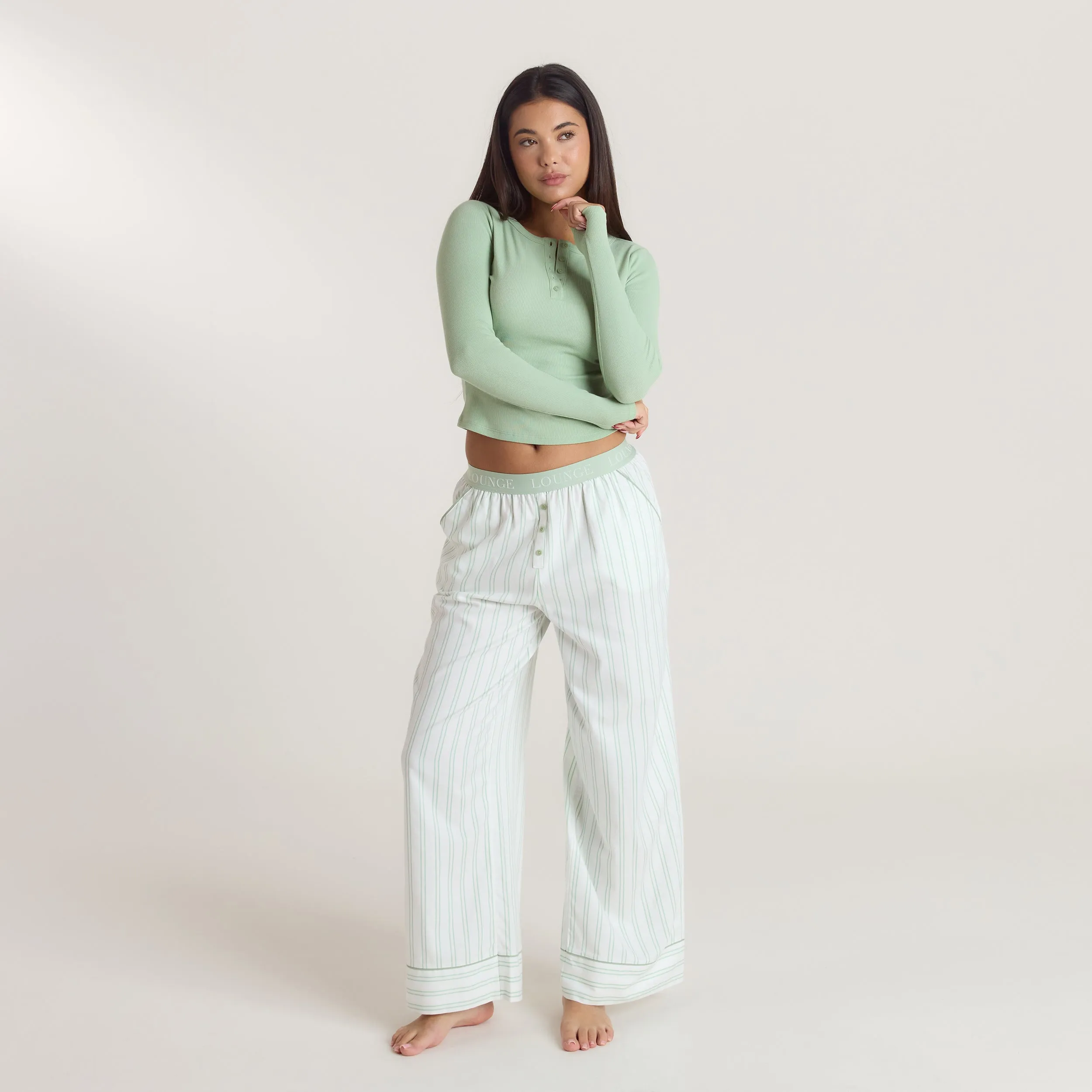 Mistletoe Pyjama Bottoms - Sage sold by Lounge Underwear product image thumbnail 3