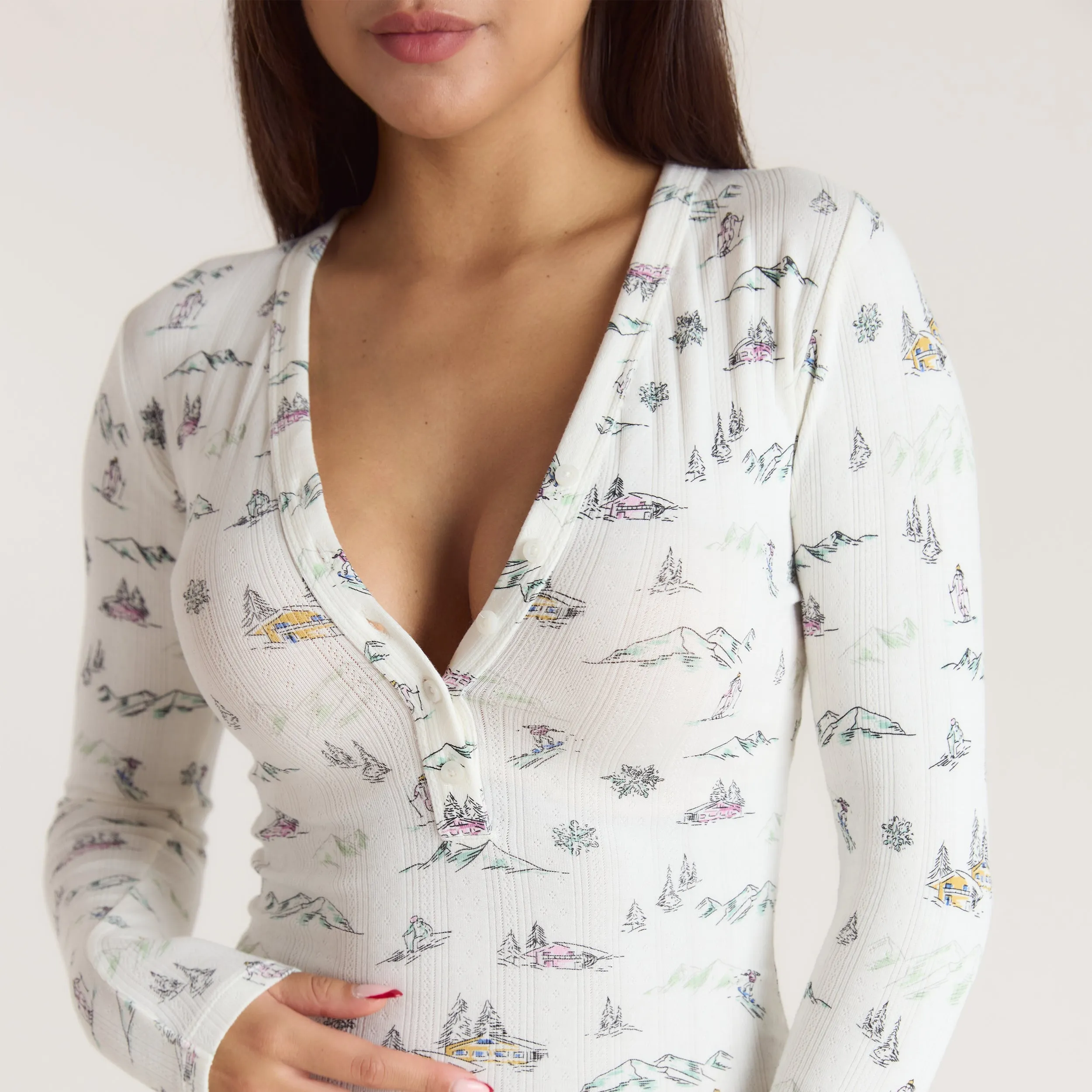 Alpine Dreams Pointelle Romper - Ski Print sold by Lounge Underwear product image thumbnail 4