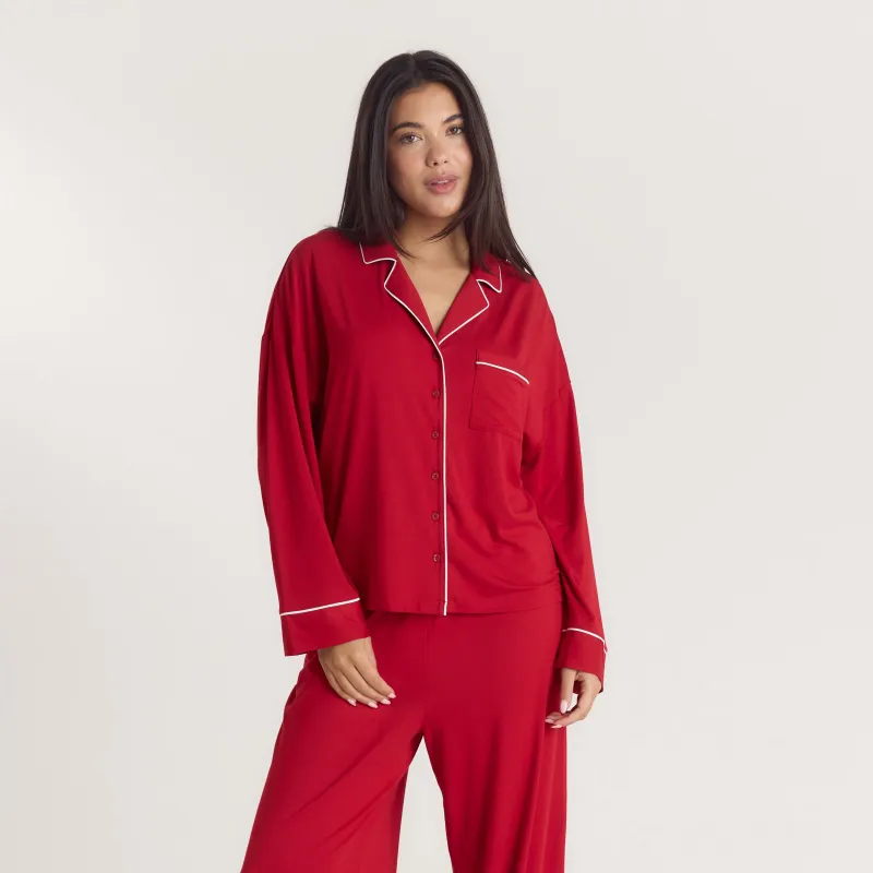 Alpine Dreams Pyjama Shirt - Red sold by Lounge Underwear