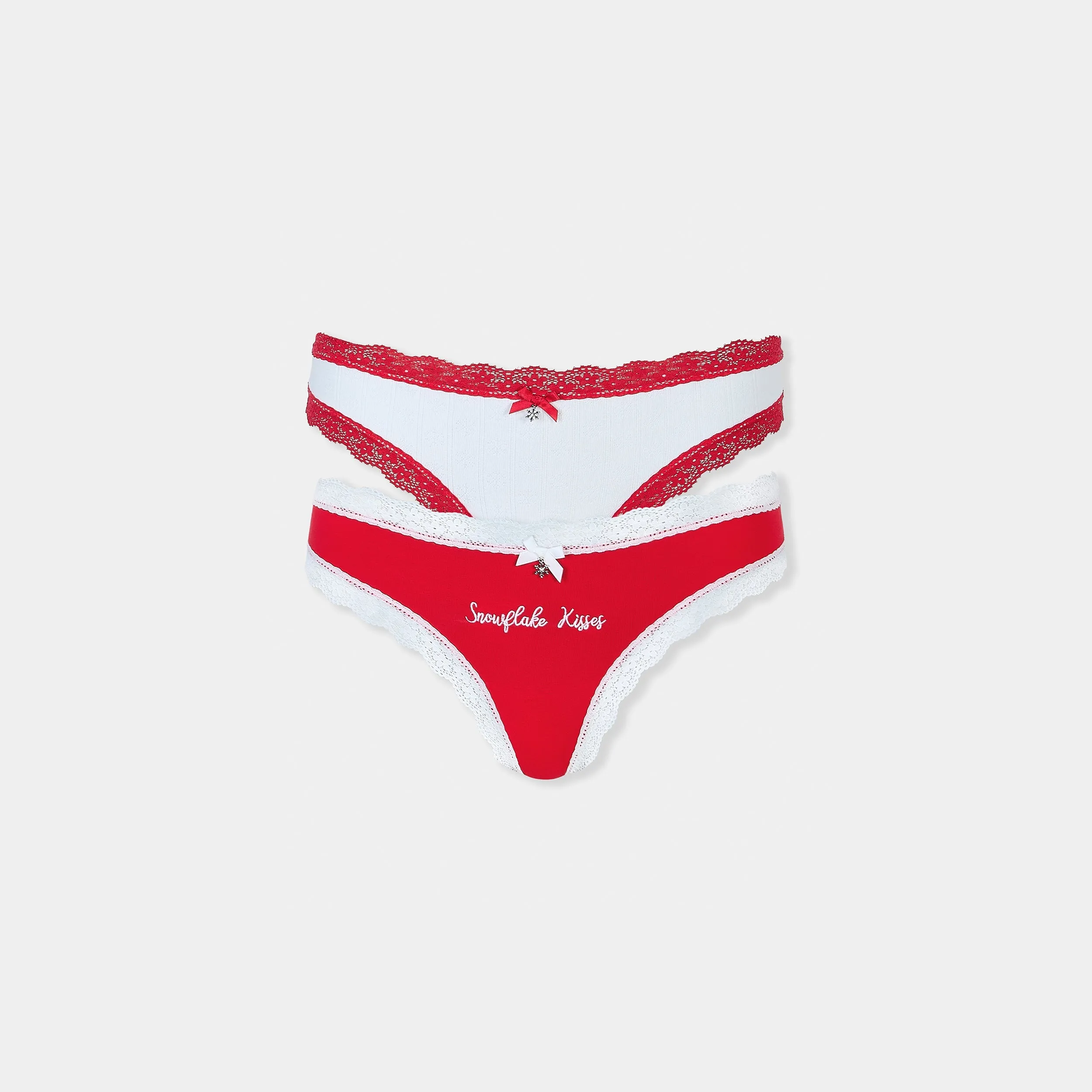 Snowflake Thongs (2-Pack) - Red/White sold by Lounge Underwear