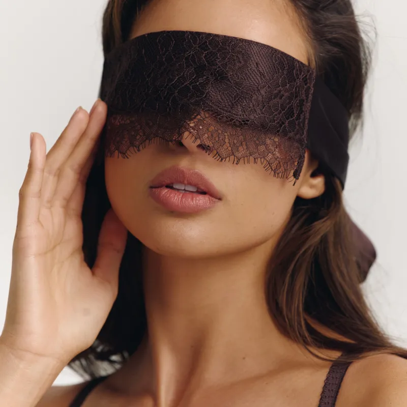 Lace Blindfold - Chocolate sold by Lounge Underwear