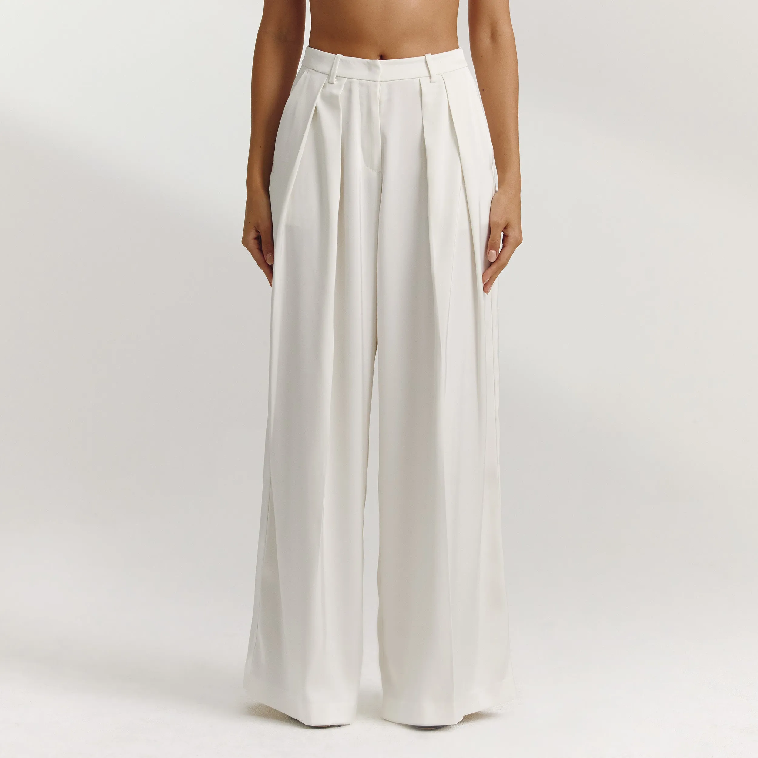 Satin Wide-Leg Trousers - Off White sold by Lounge Underwear product image thumbnail 3