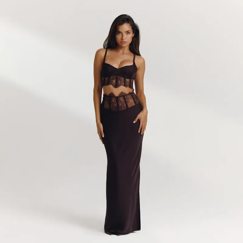 Maxi Skirt (Set) - Dark Chocolate sold by Lounge Underwear
