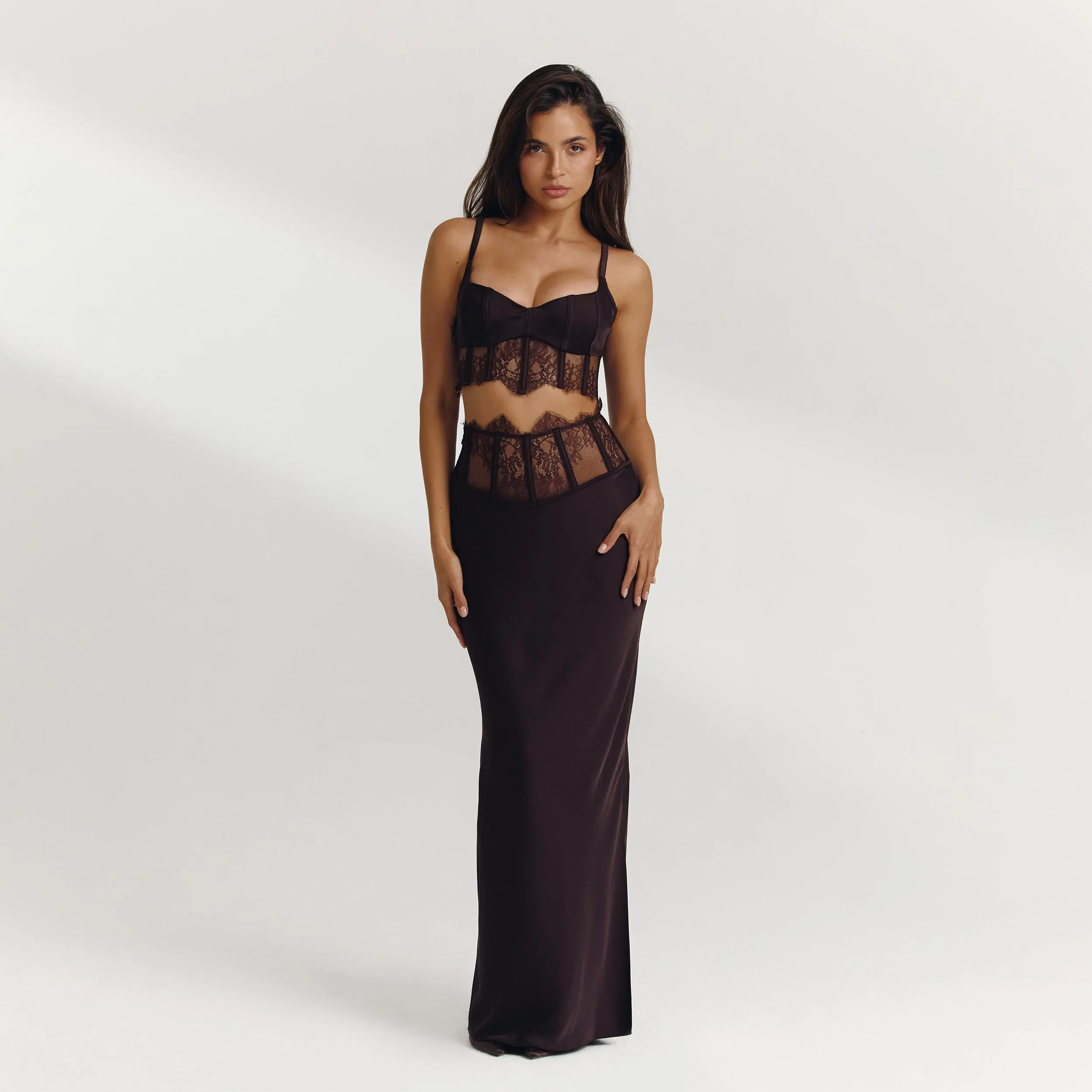 Maxi Skirt (Set) - Dark Chocolate sold by Lounge Underwear