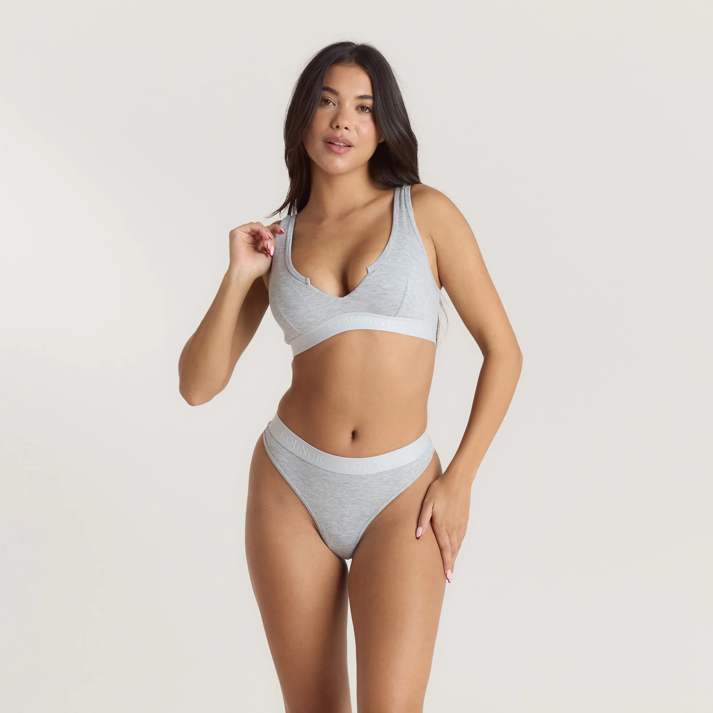 Soft Ribbed Push-Up Bralette - Grey Marl sold by Lounge Underwear product image thumbnail 3
